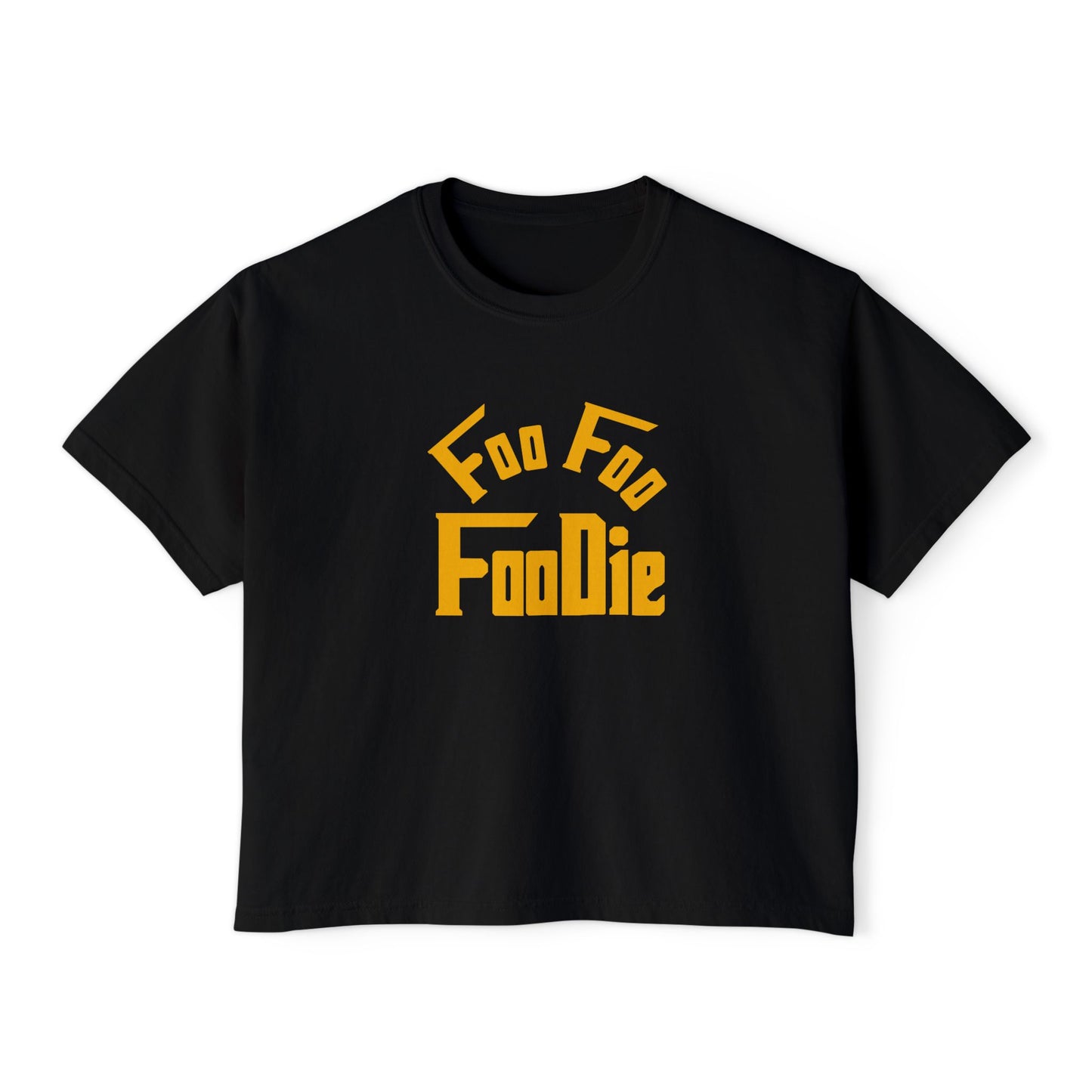 L.O.E.F FOO FOO FOODIE Women Boxy Tee(Dark Yellow)