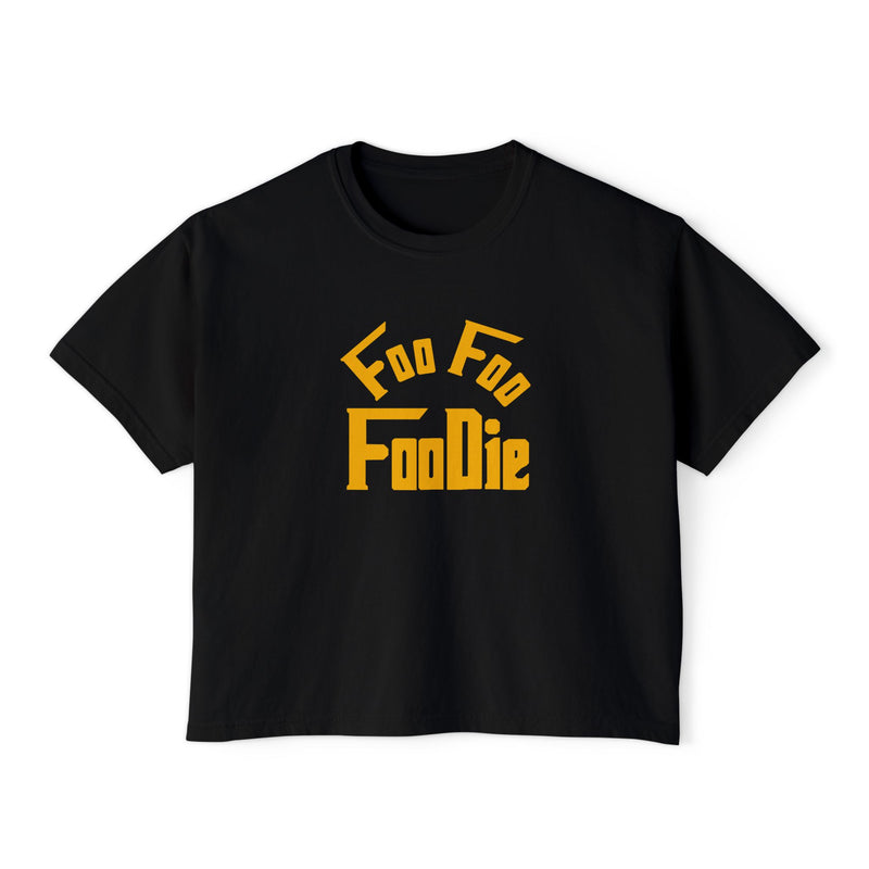 L.O.E.F FOO FOO FOODIE Women Boxy Tee(Dark Yellow)