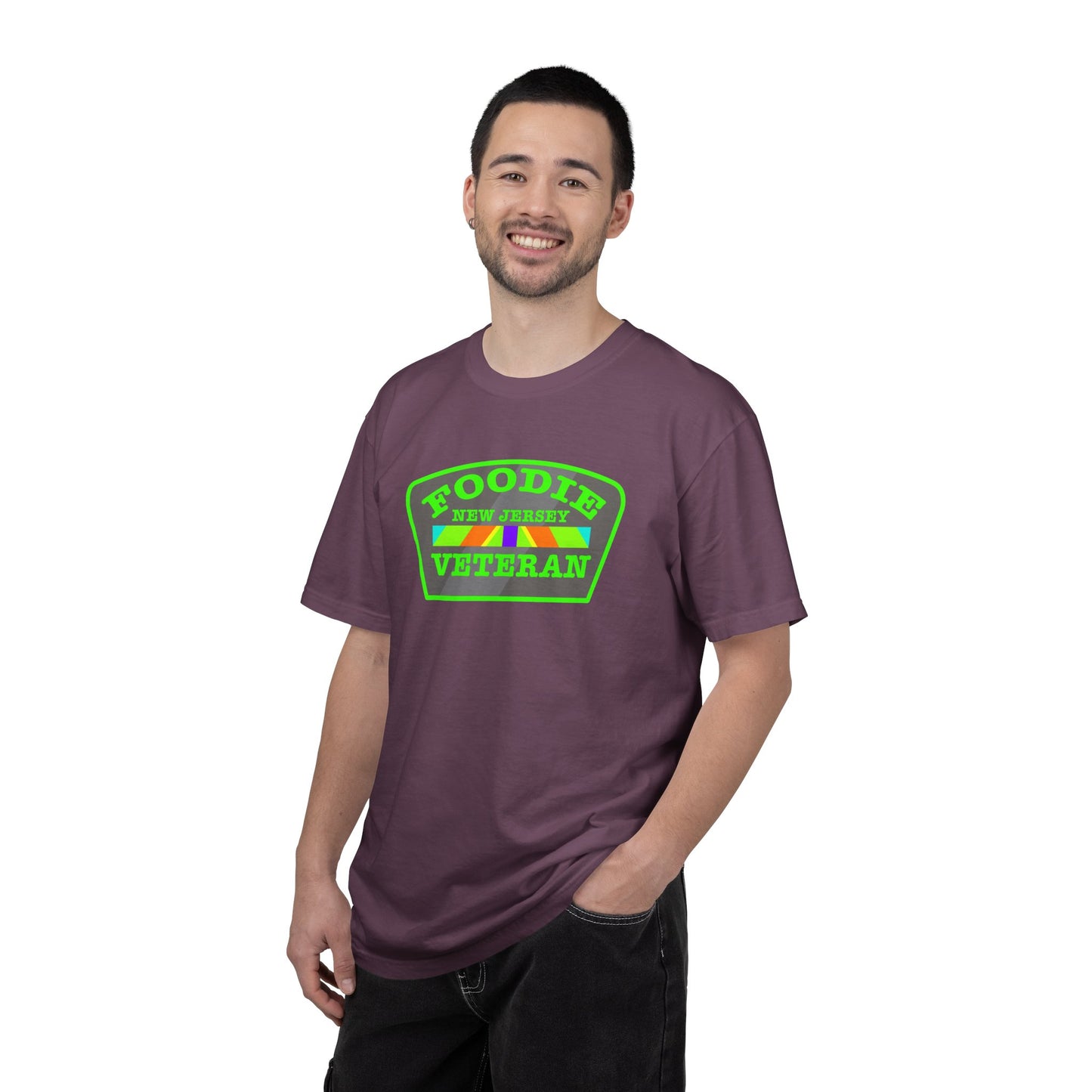 L.O.E.F Foodie Veteran NEW JERSEY Unisex Tee Shirt (Neon Green)