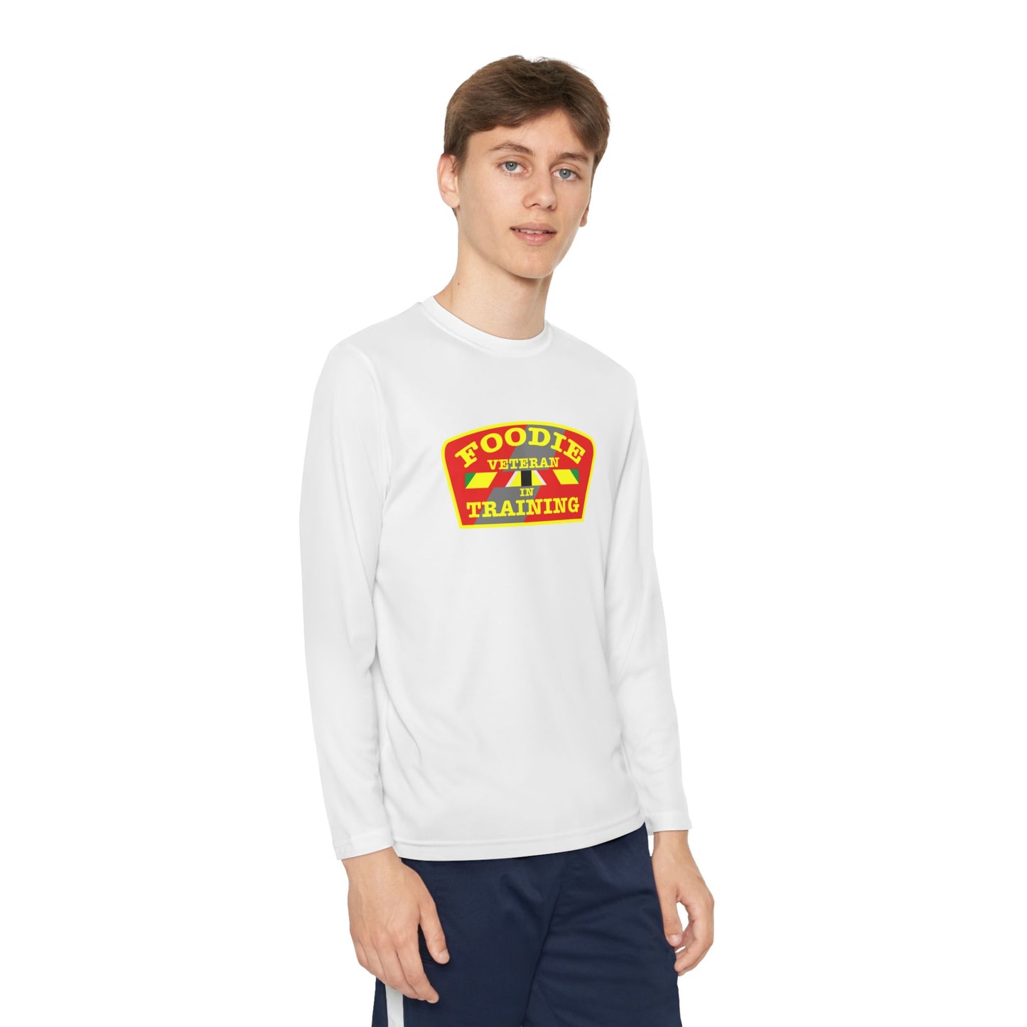 L.O.E.F Foodie Veteran In Training Youth Long Sleeve Tee (Yellow and Red)