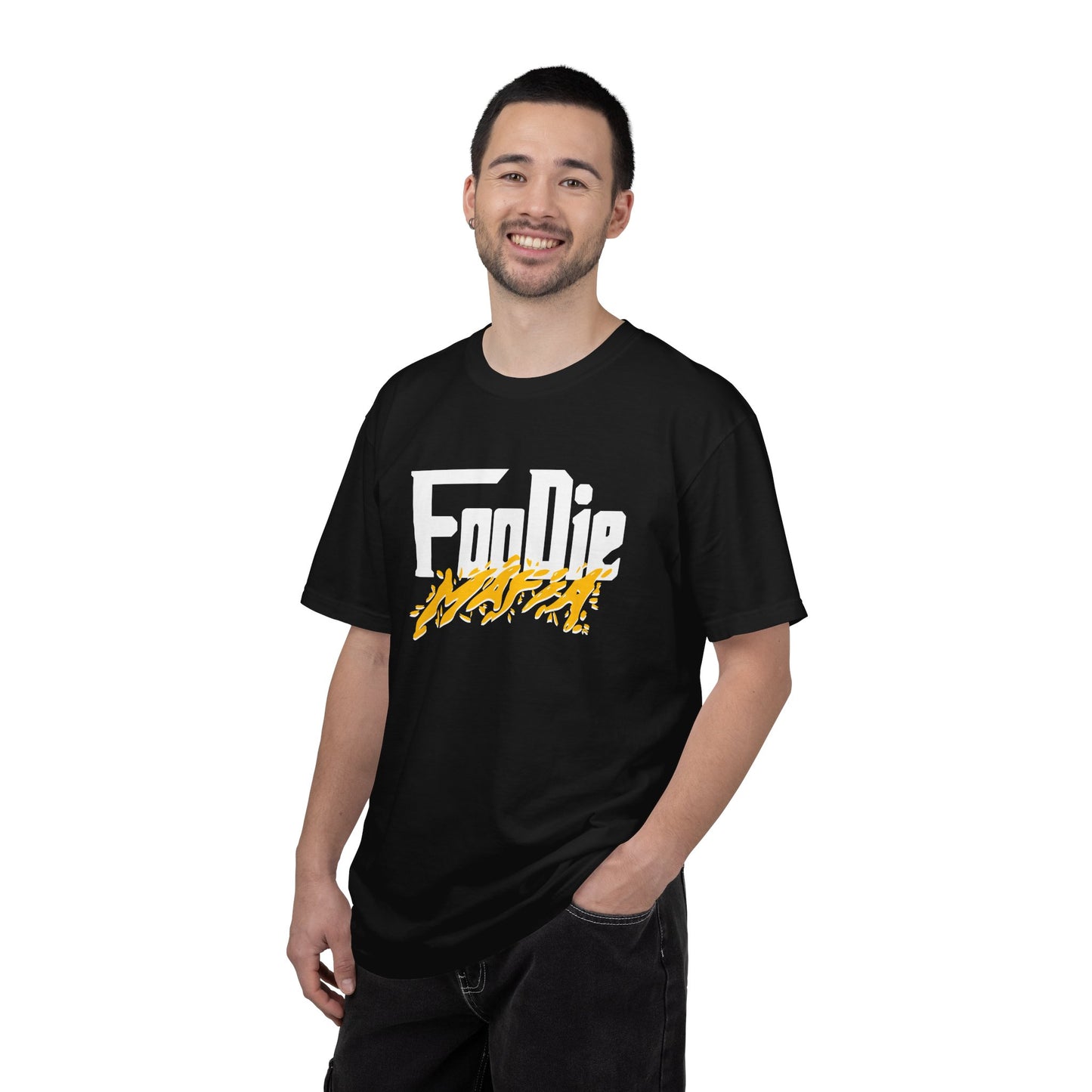 L.O.E.F White Foodie Mafia Unisex Tee Shirt (Mustard)