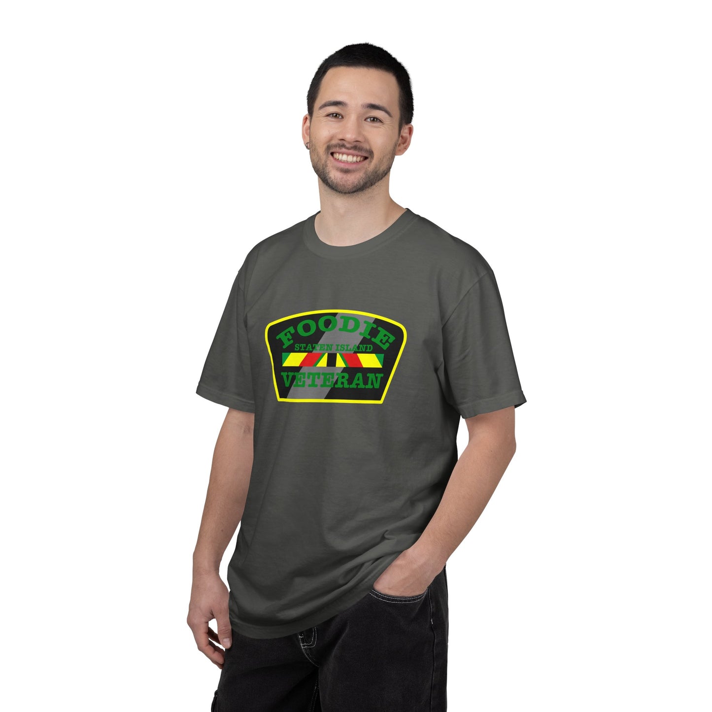L.O.E.F Foodie Veteran STATEN ISLAND Unisex Tee Shirt (Green)