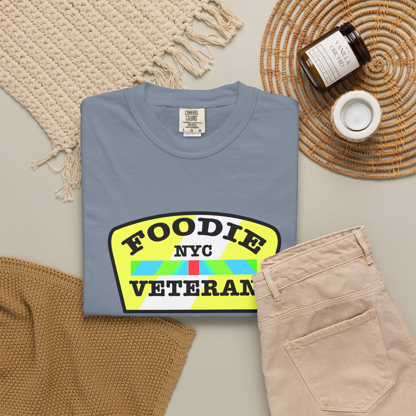 L.O.E.F Foodie Veteran NYC Unisex Tee Shirt (Yellow and Black)