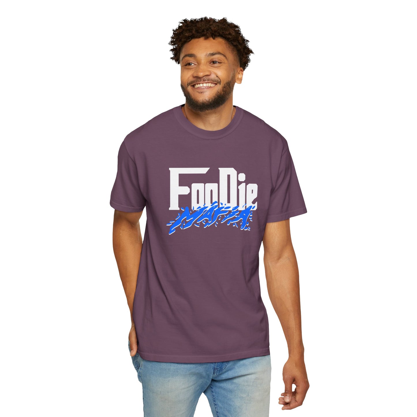 L.O.E.F White Foodie Mafia Unisex Tee Shirt (Blue)