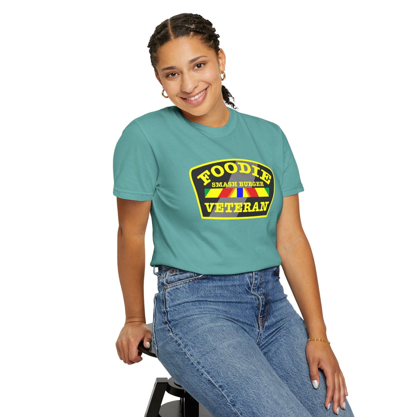 L.O.E.F Foodie Veteran SMASH BURGER Unisex Tee Shirt (Yellow)