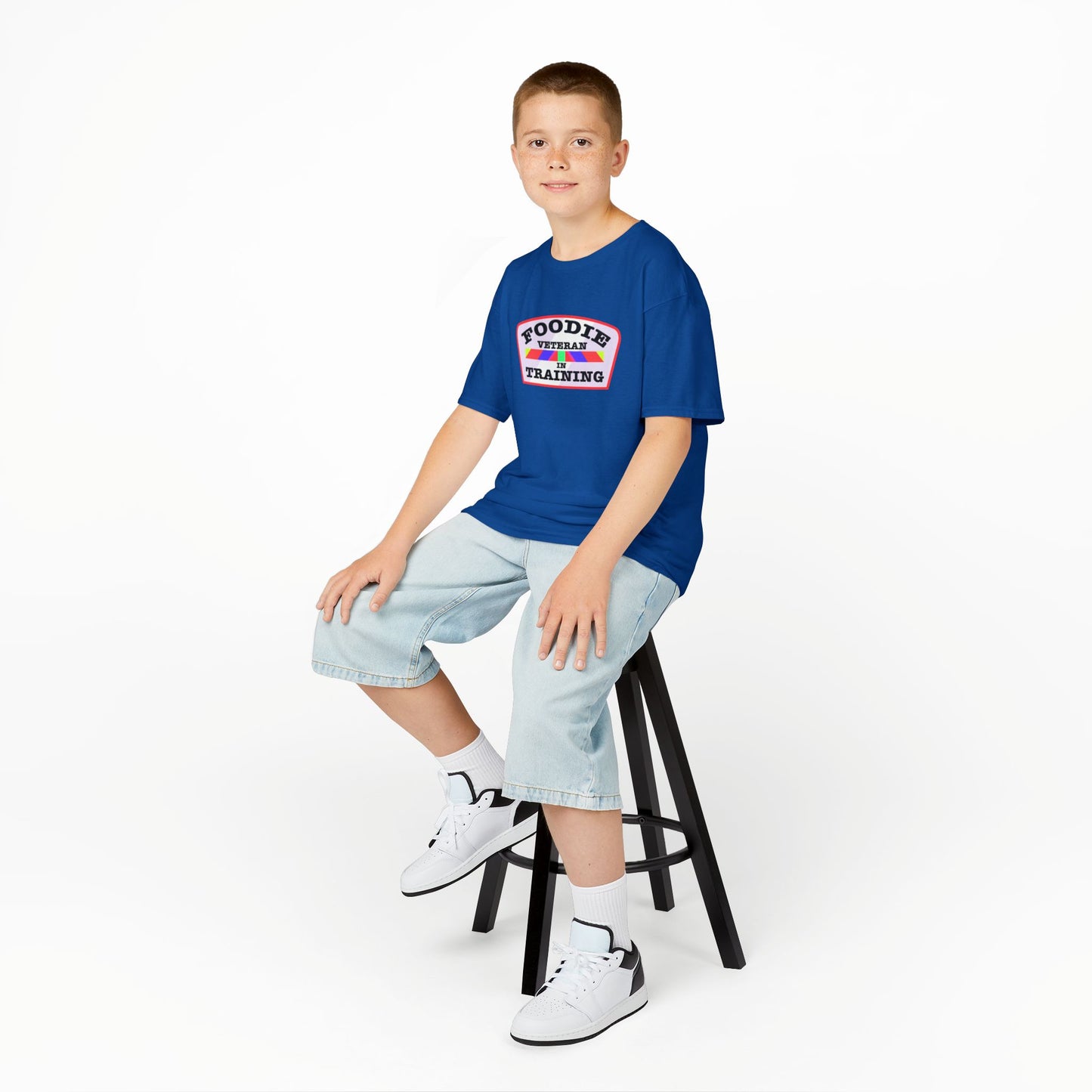 L.O.E.F Foodie Veteran In Training Kids Tee Shirt (Soft Pink)