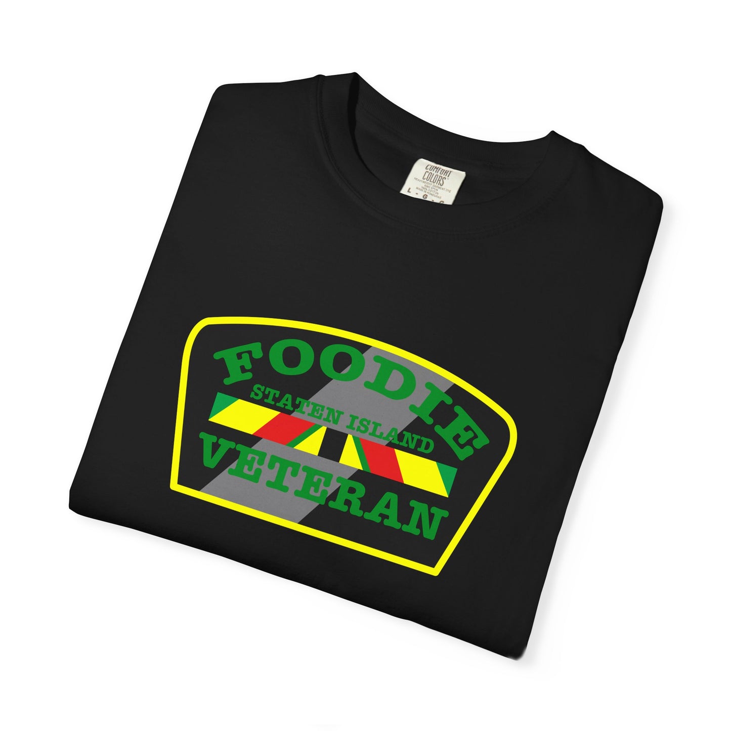 L.O.E.F Foodie Veteran STATEN ISLAND Unisex Tee Shirt (Green)