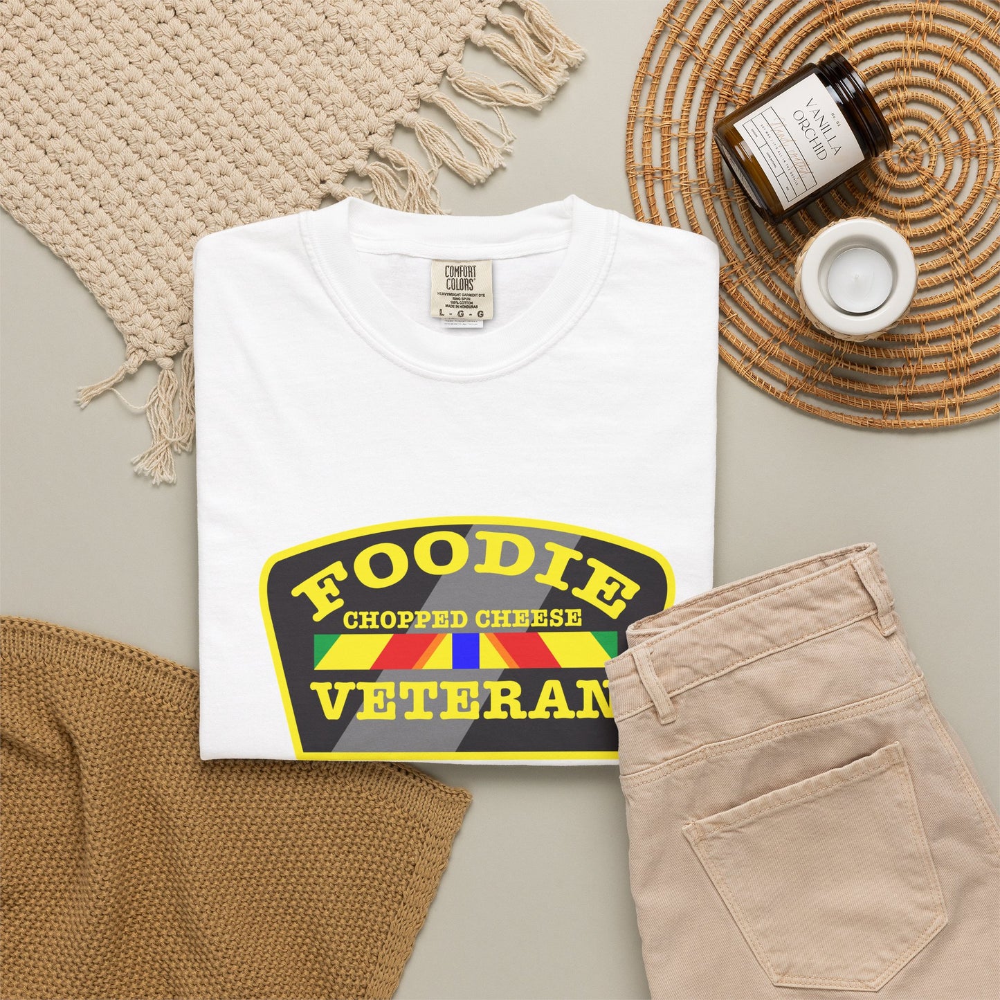 L.O.E.F Foodie Veteran Chopped Cheese Unisex Tee Shirt (Yellow)