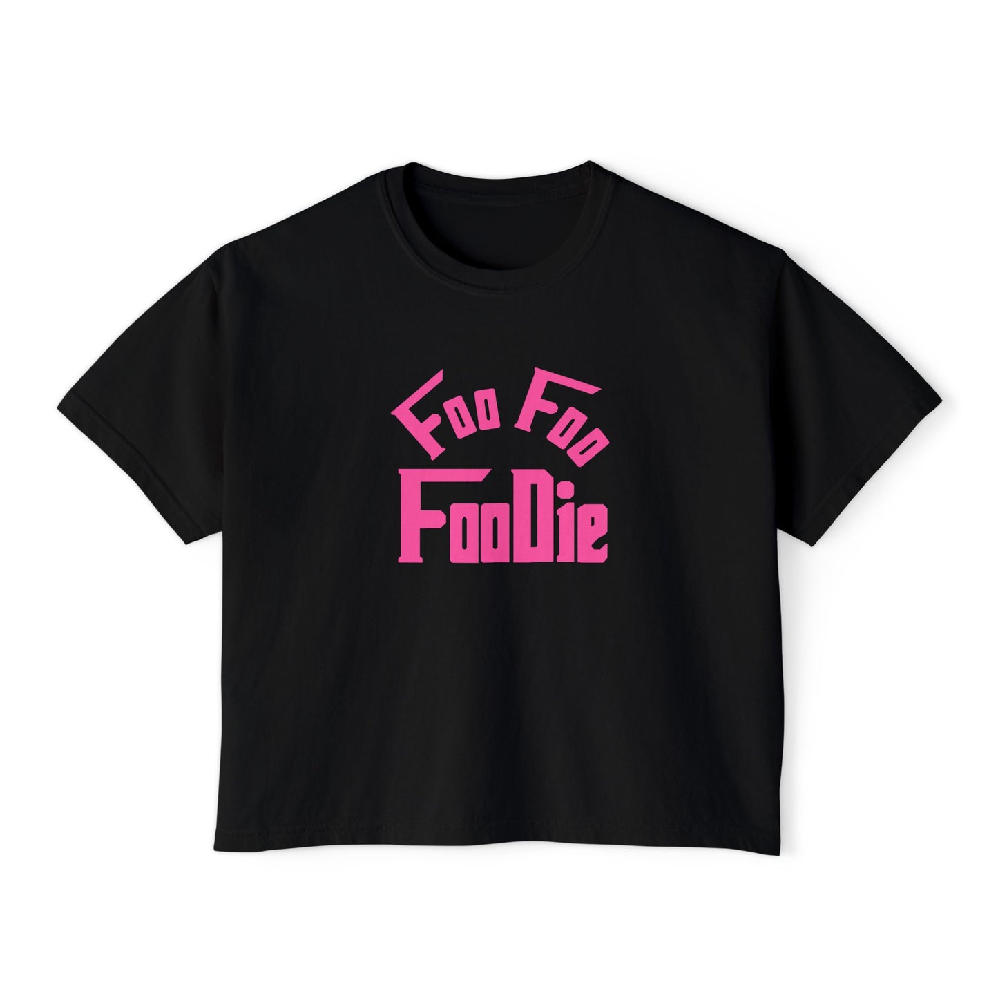 L.O.E.F FOO FOO FOODIE Women Boxy Tee(Hot Pink)