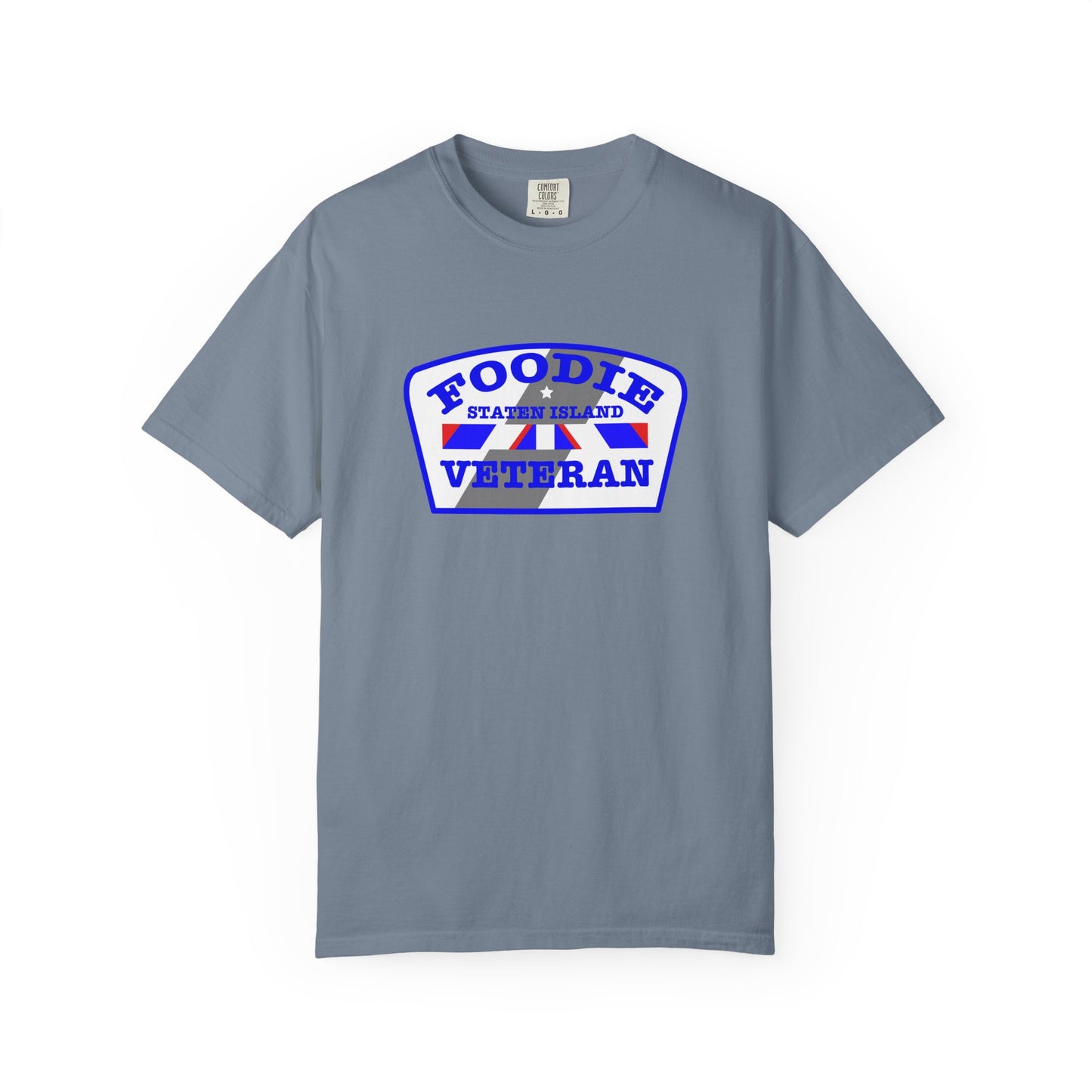 L.O.E.F Foodie Veteran STATEN ISLAND Unisex Tee Shirt (Blue)