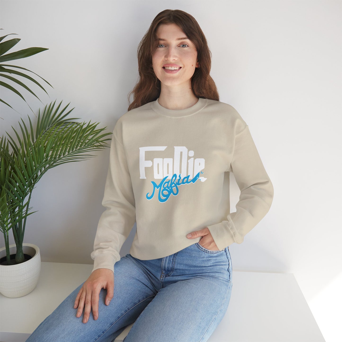 L.O.E.F White Foodie Mafia Unisex Sweatshirt (Apricot)
