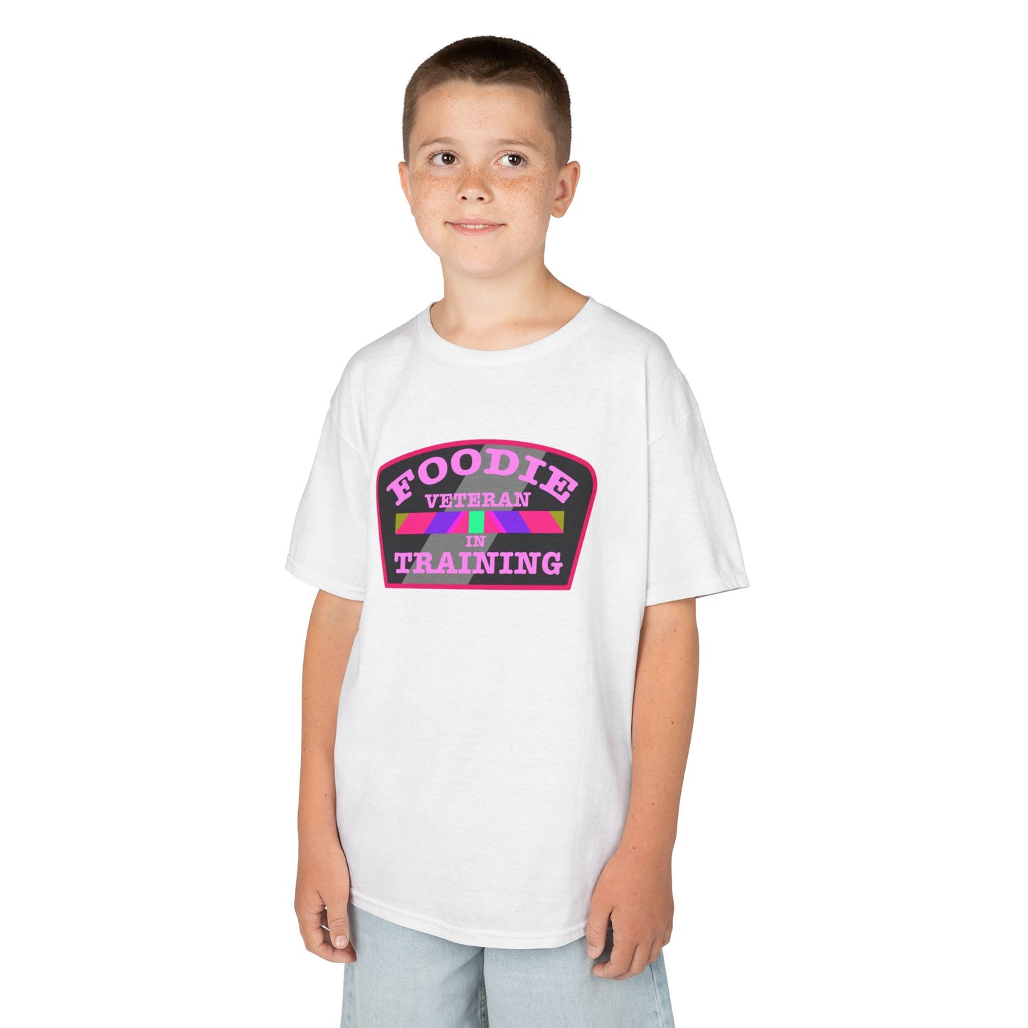 L.O.E.F Foodie Veteran In Training Kids Tee Shirt (Pink)