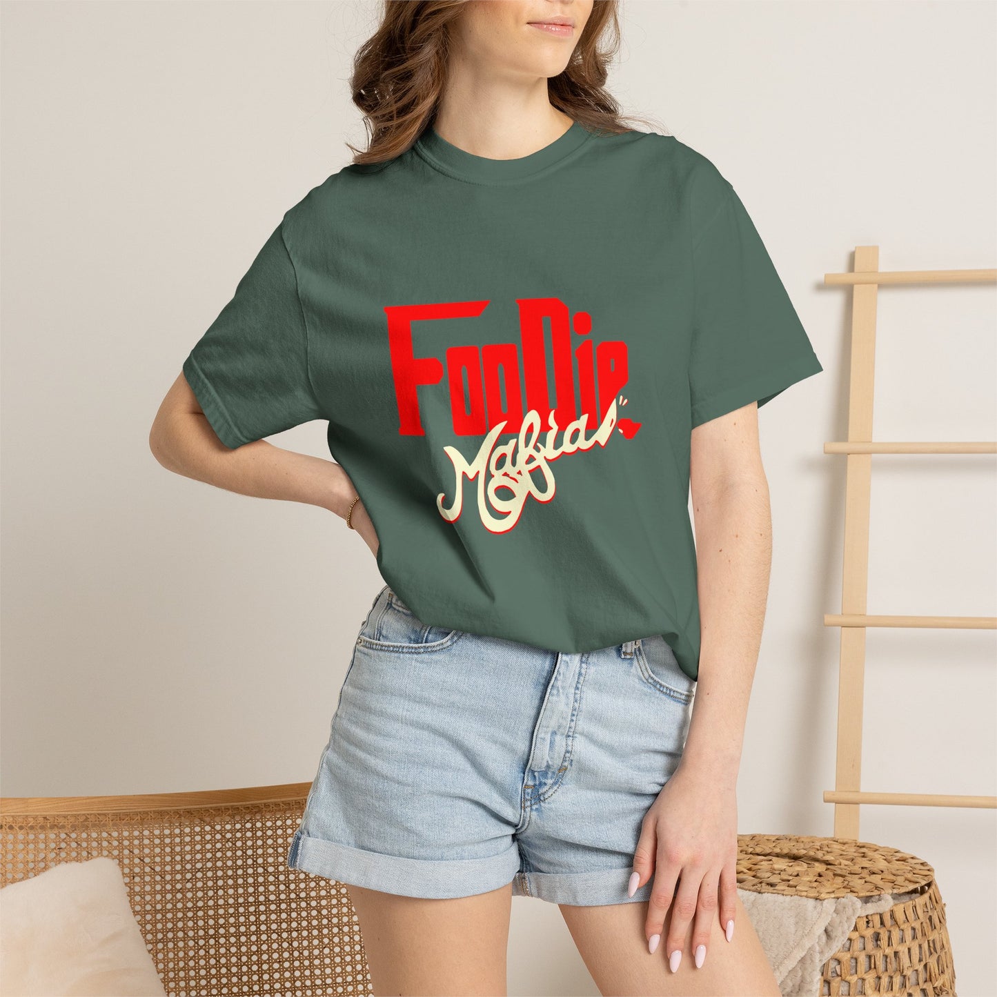 L.O.E.F Red Foodie Mafia Unisex Tee Shirt (Cream)