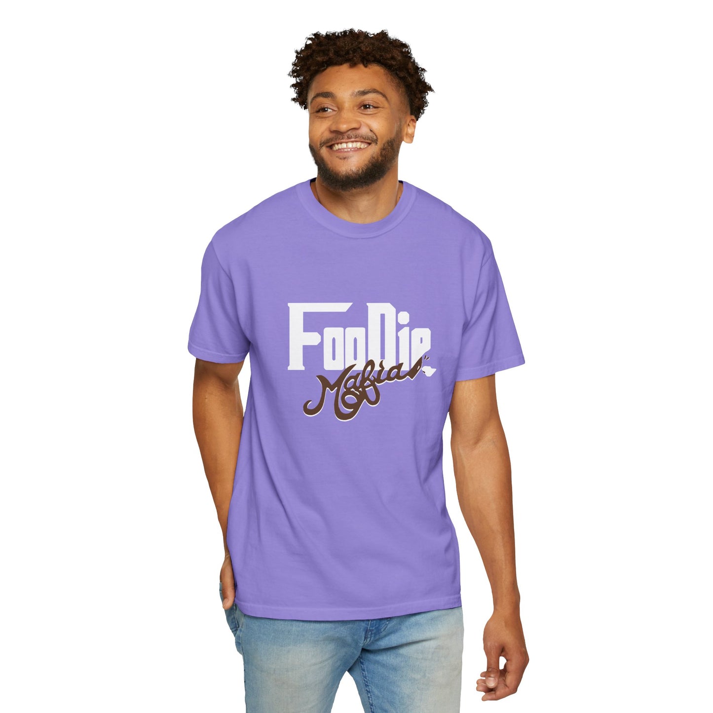 L.O.E.F White Foodie Mafia Unisex Tee shirt (Dark Brown)