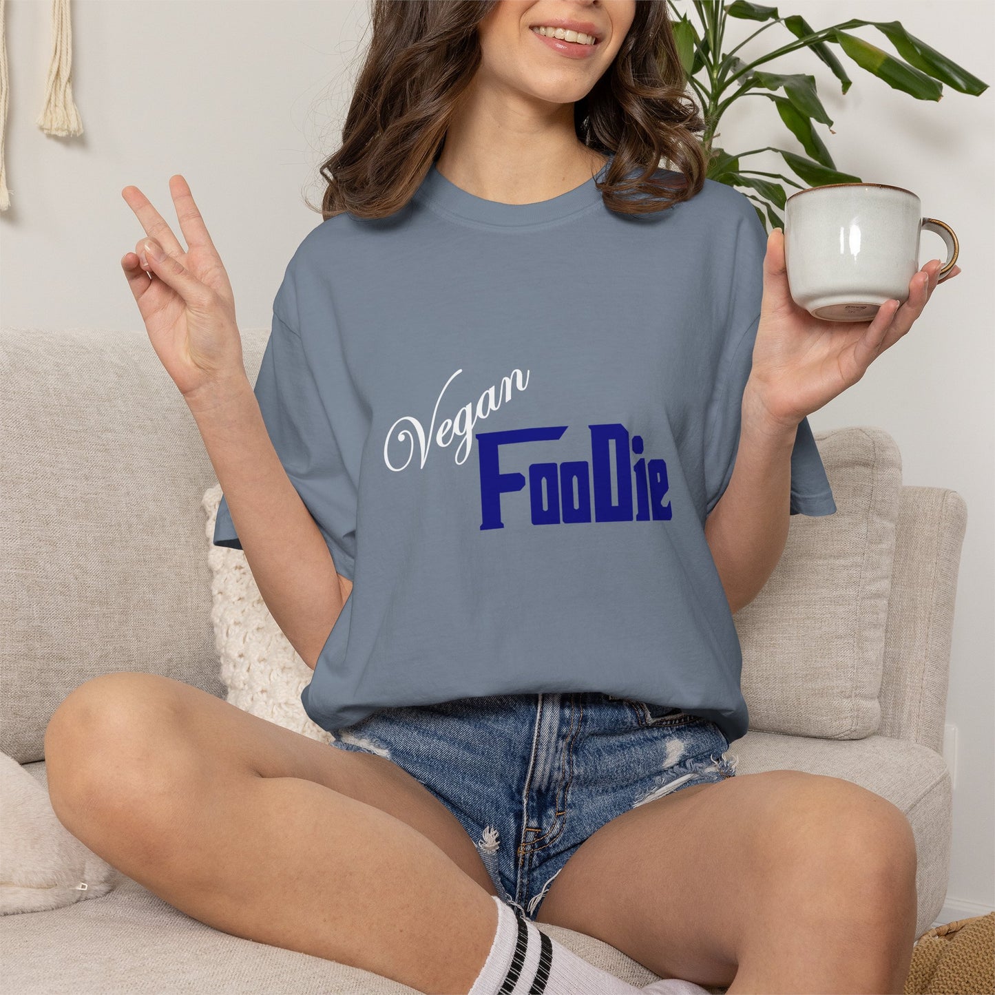 L.O.E.F Unisex Vegan Foodie Tee Shirt (Dark Blue)