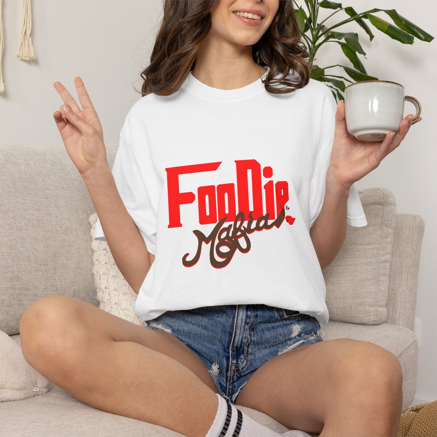 L.O.E.F Red Foodie Mafia Unisex Tee Shirt (Dark Brown)