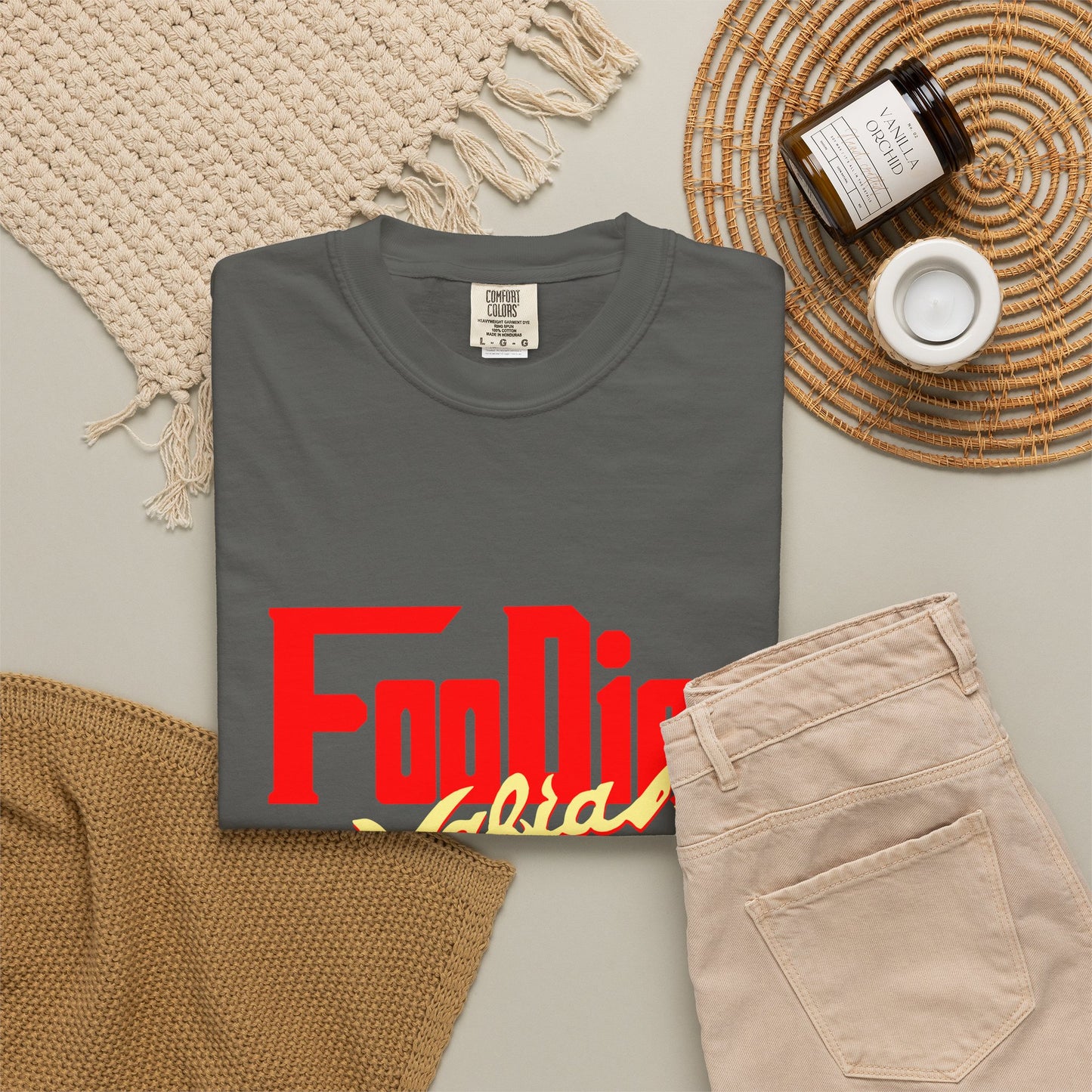L.O.E.F Red Foodie Mafia Unisex Tee Shirt (Soft Yellow)