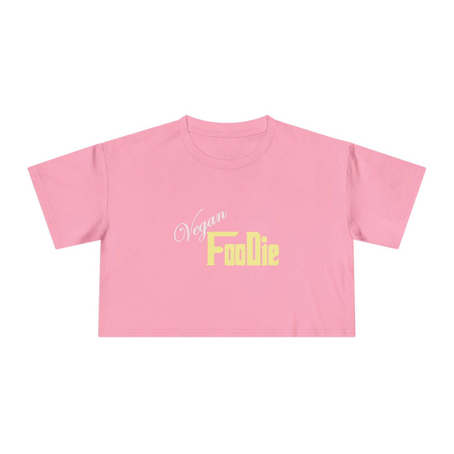L.O.E.F Women Vegan Foodie Crop Tee (Light Yellow)