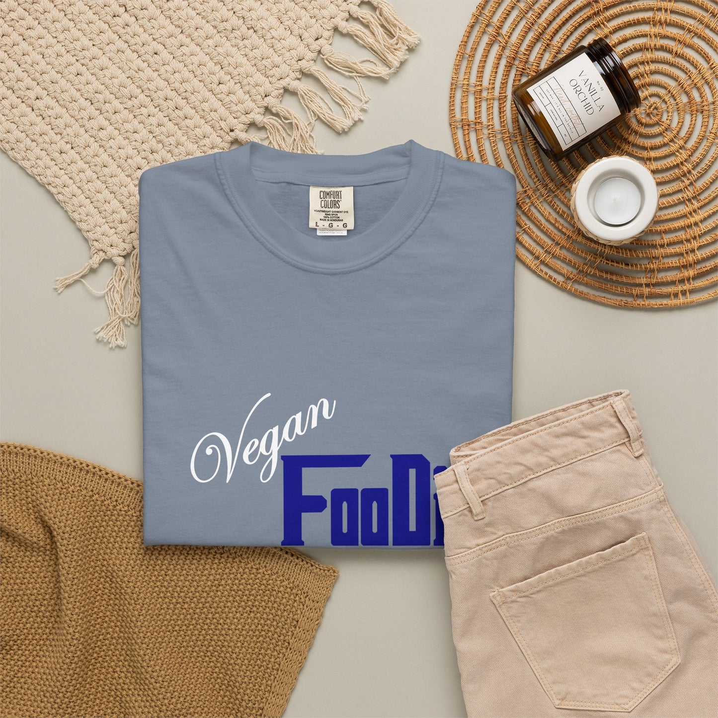L.O.E.F Unisex Vegan Foodie Tee Shirt (Dark Blue)