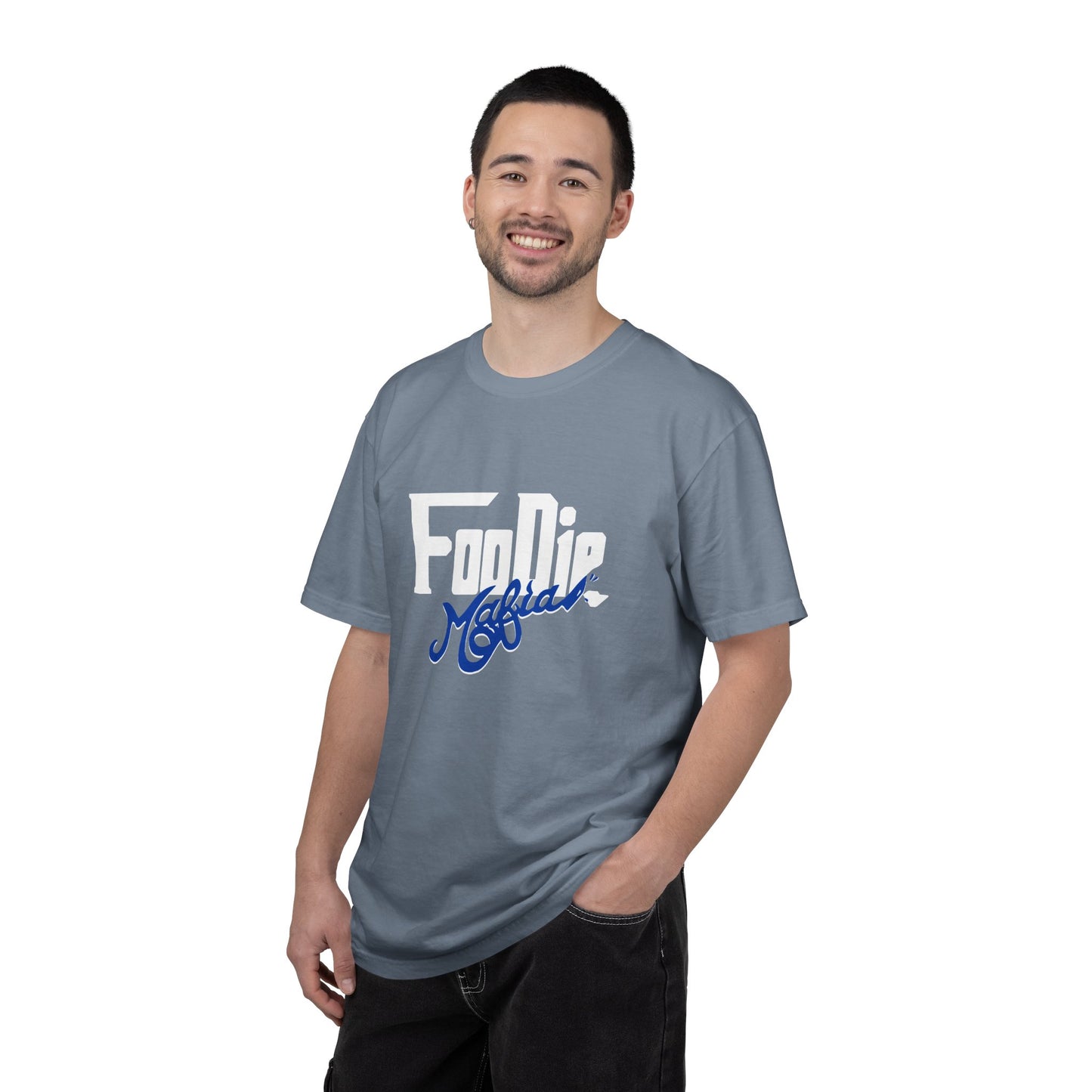 L.O.E.F White Foodie Mafia Unisex Tee shirt (Dark Blue)