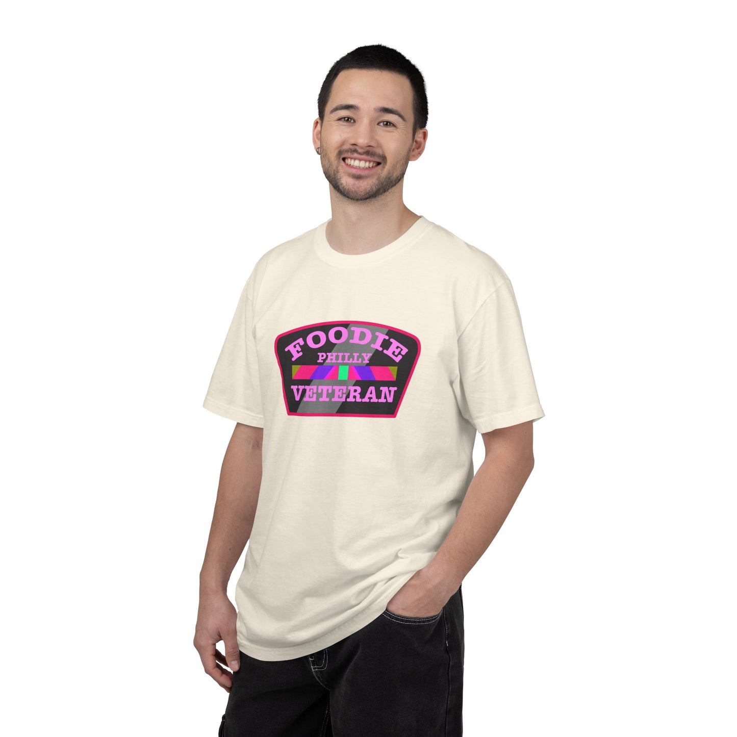 L.O.E.F Foodie Veteran PHILLY Unisex Tee Shirt (Pink)