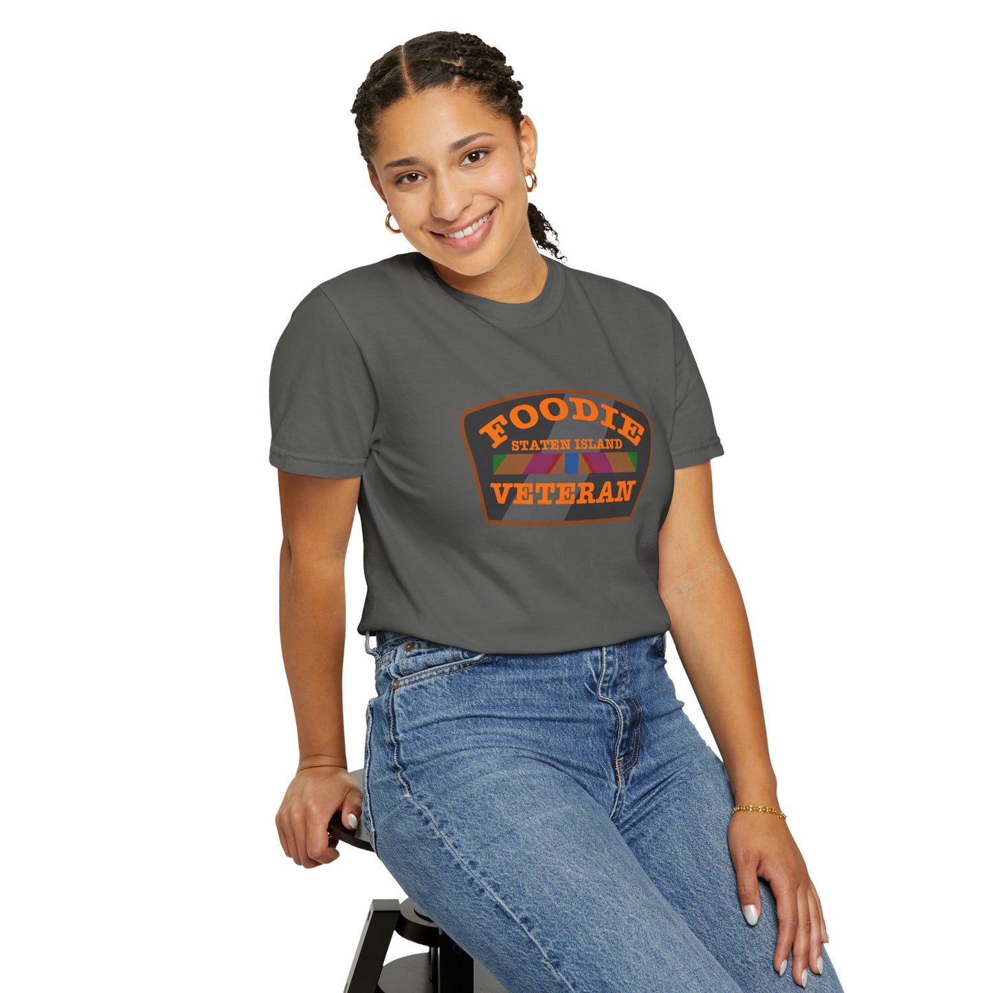 L.O.E.F Foodie Veteran STATEN ISLAND Unisex Tee Shirt (Orange)