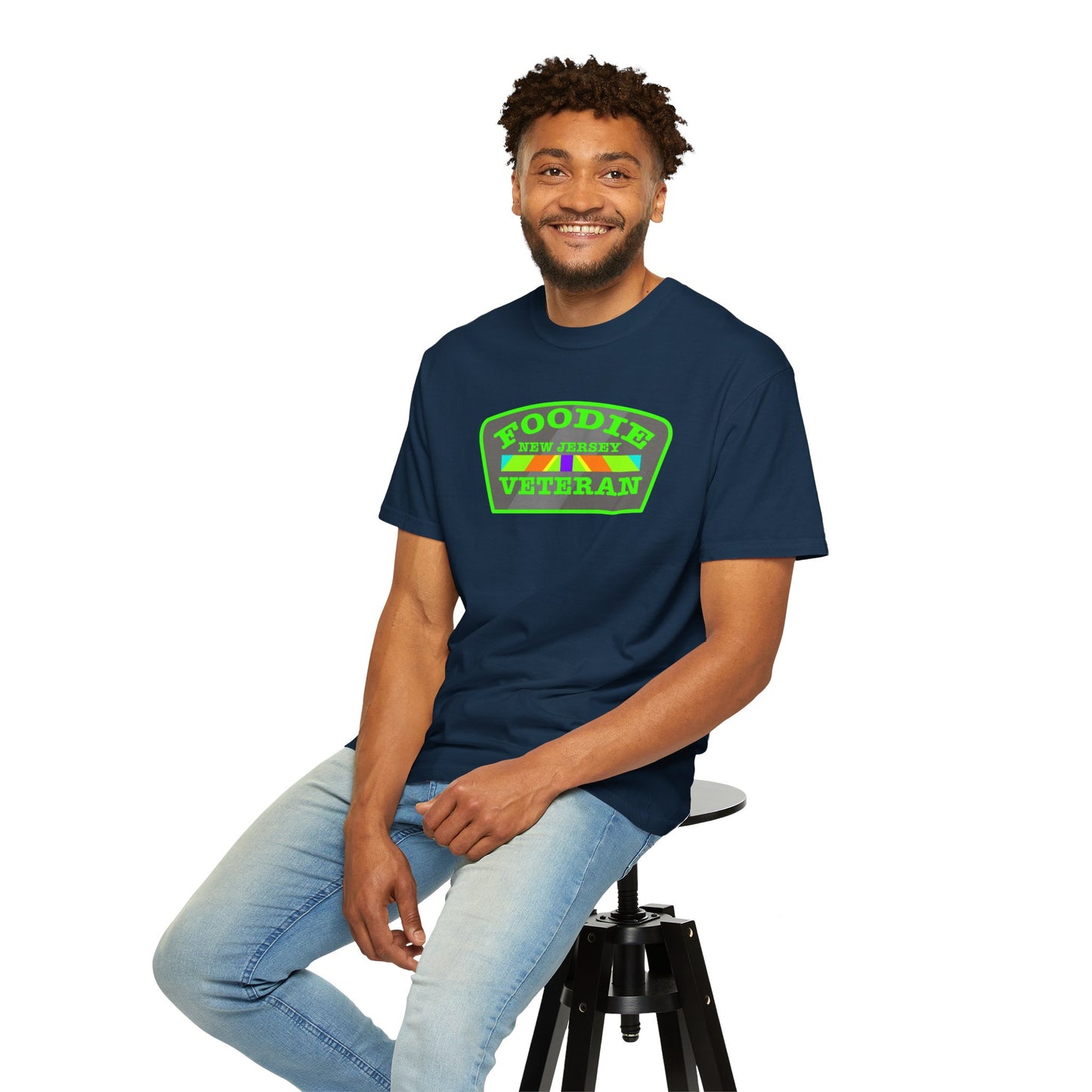 L.O.E.F Foodie Veteran NEW JERSEY Unisex Tee Shirt (Neon Green)