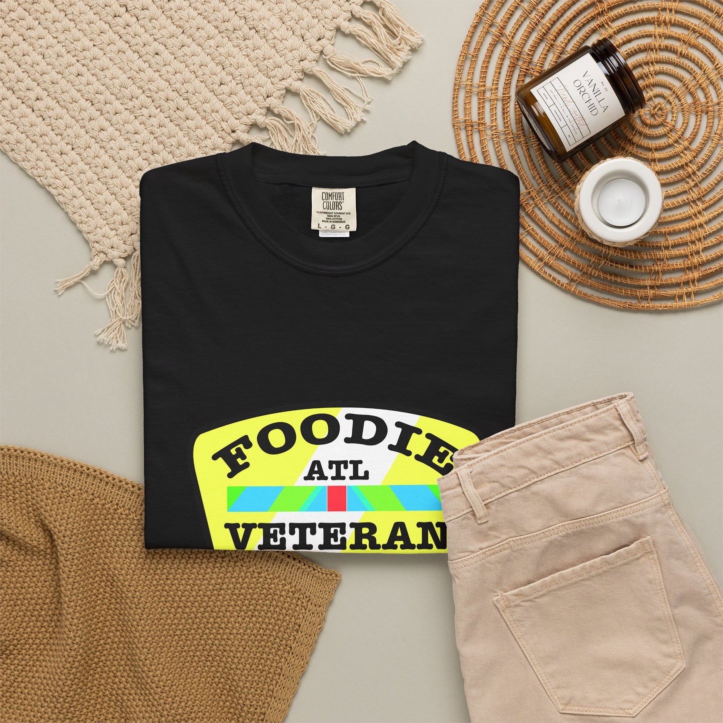 L.O.E.F Foodie Veteran ATL Unisex Tee Shirt (Yellow and Black)