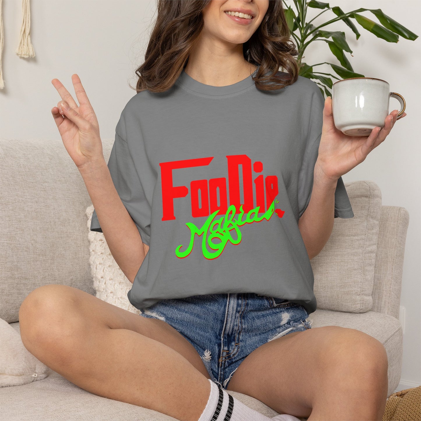 L.O.E.F Red Foodie Mafia Unisex Tee Shirt (Neon Green)