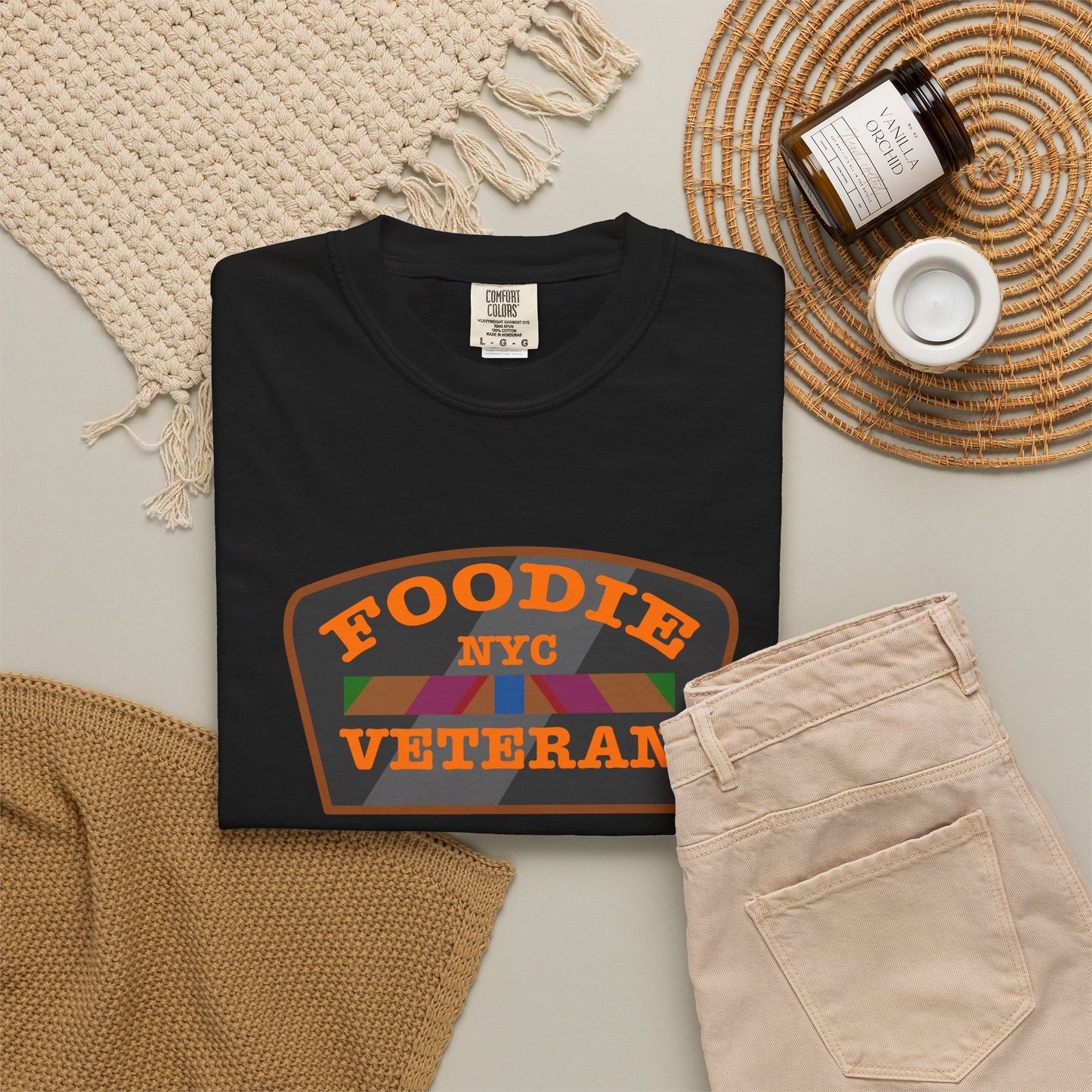 L.O.E.F Foodie Veteran NYC Unisex Tee Shirt (Orange)