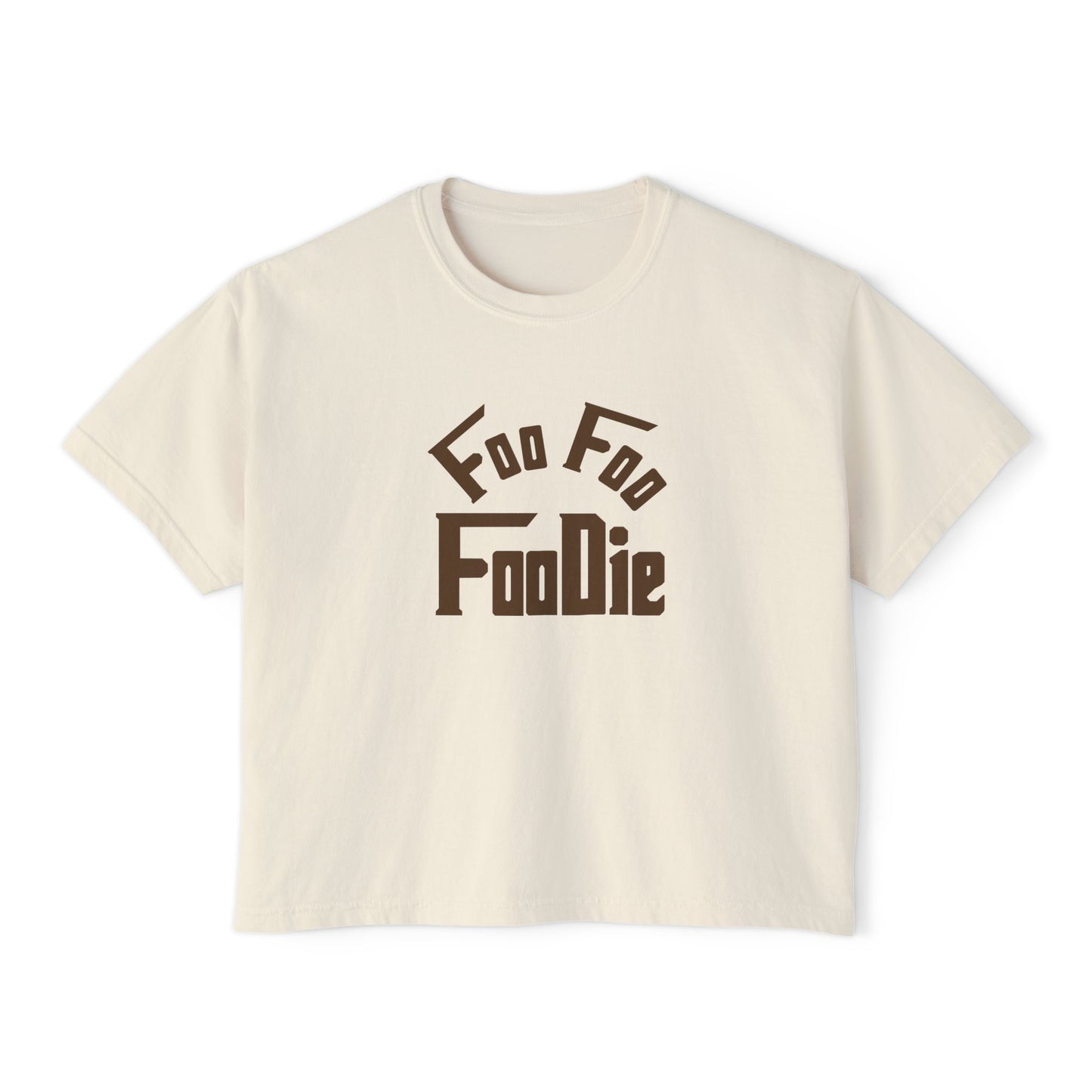 L.O.E.F FOO FOO FOODIE Women Boxy Tee(Dark Brown)