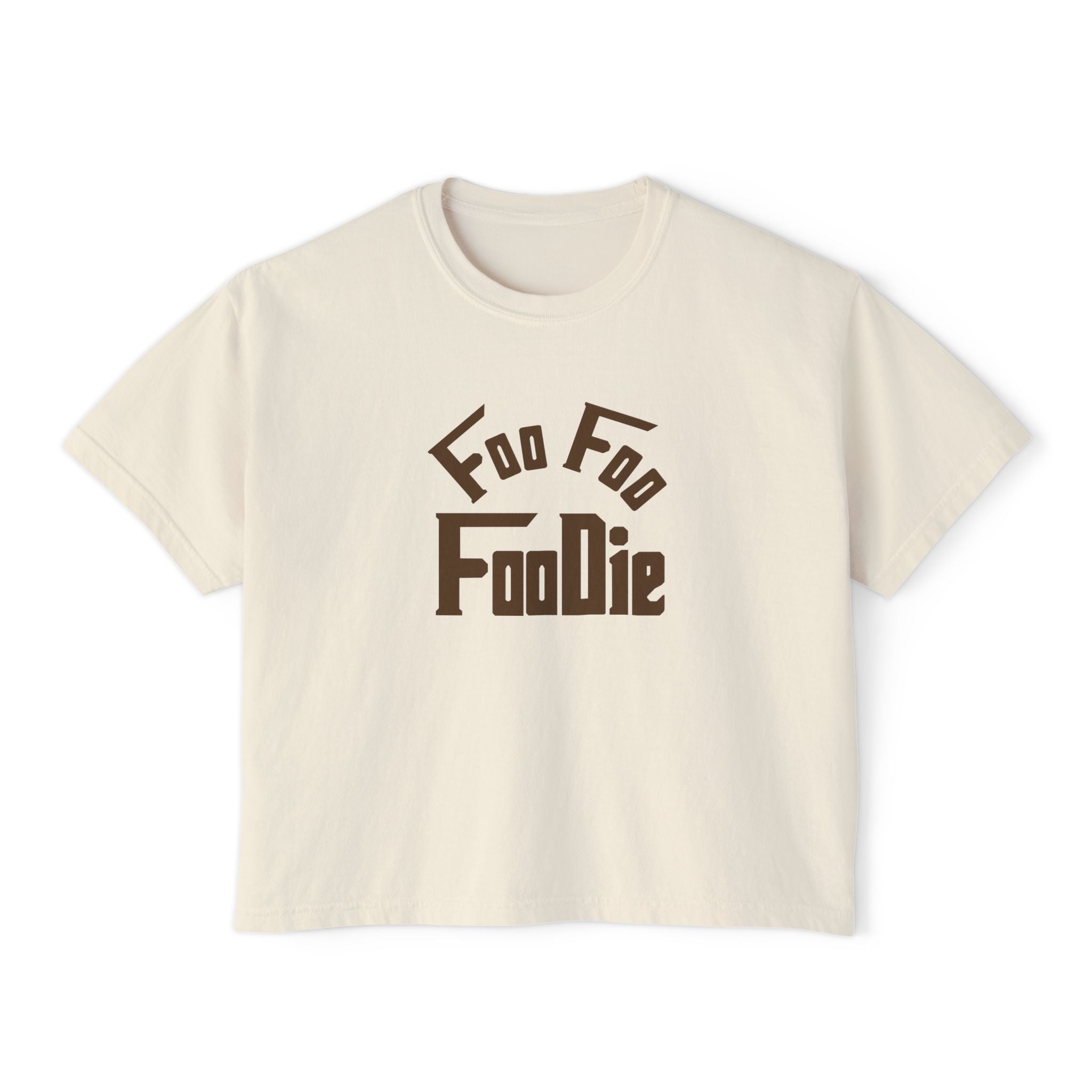 L.O.E.F FOO FOO FOODIE Women Boxy Tee(Dark Brown)