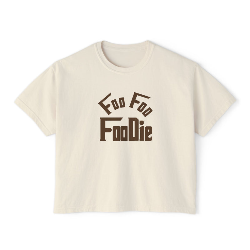 L.O.E.F FOO FOO FOODIE Women Boxy Tee(Dark Brown)