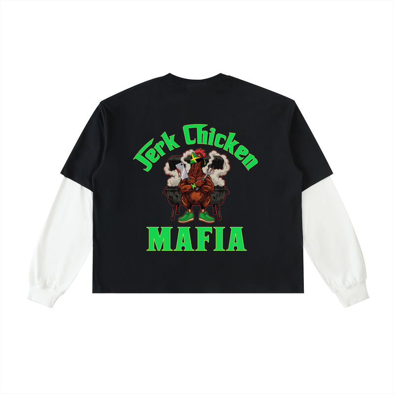 Layered Contrast Sleeve Cotton T-Shirt