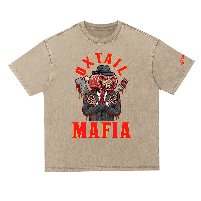 L.O.E.F. Life Oxtail Mafia Snow Washed Heavyweight Oversize T-Shirt