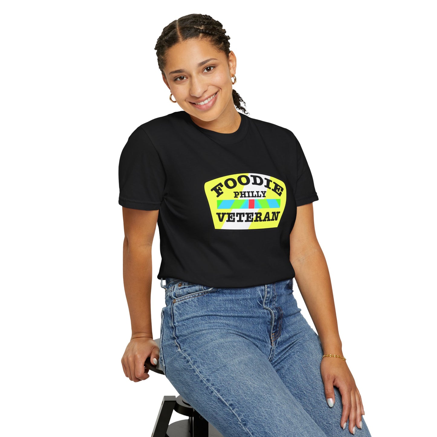 L.O.E.F Foodie Veteran PHILLY Unisex Tee Shirt (Yellow and Black)