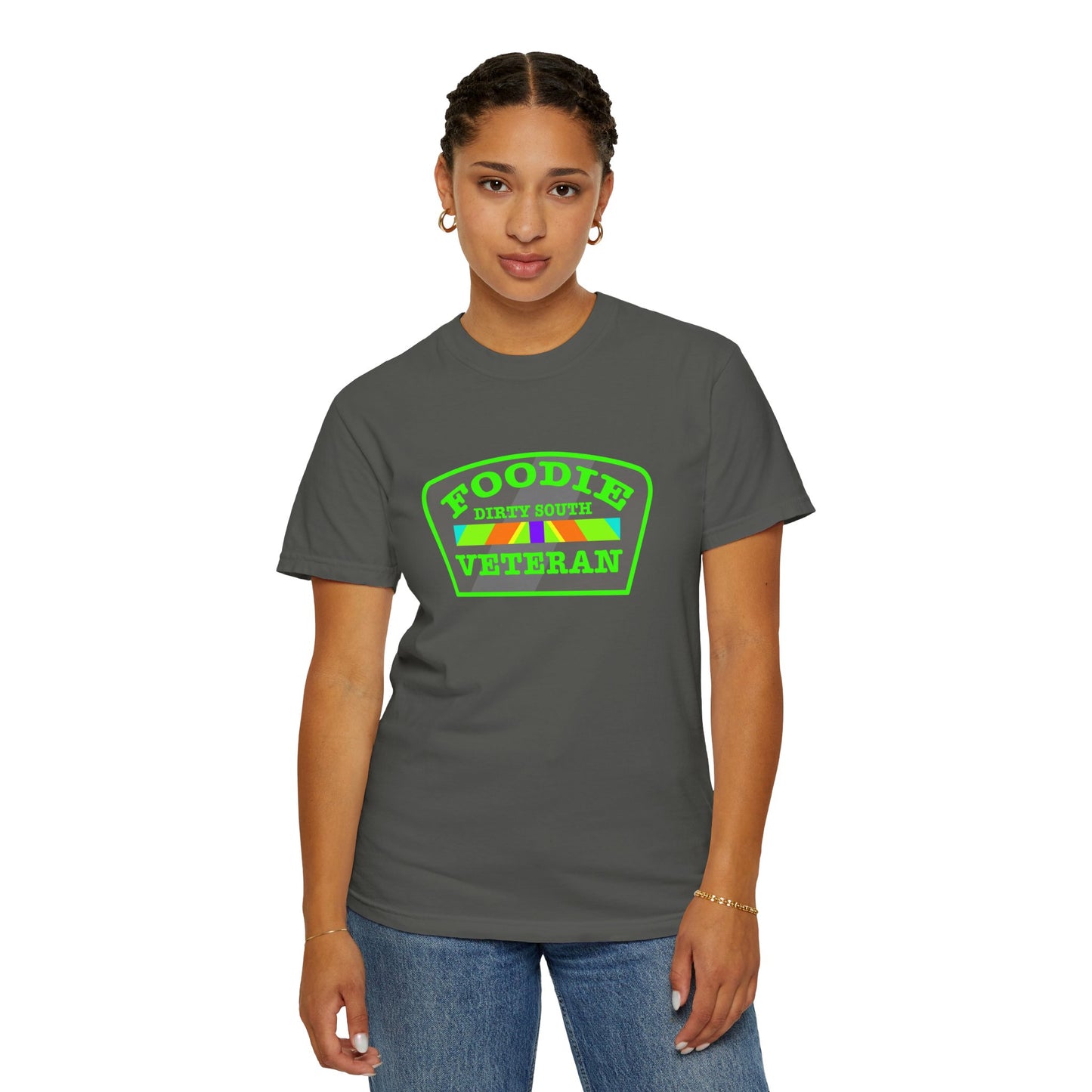 L.O.E.F Foodie Veteran DIRTY SOUTH Unisex Tee Shirt (Neon Green)