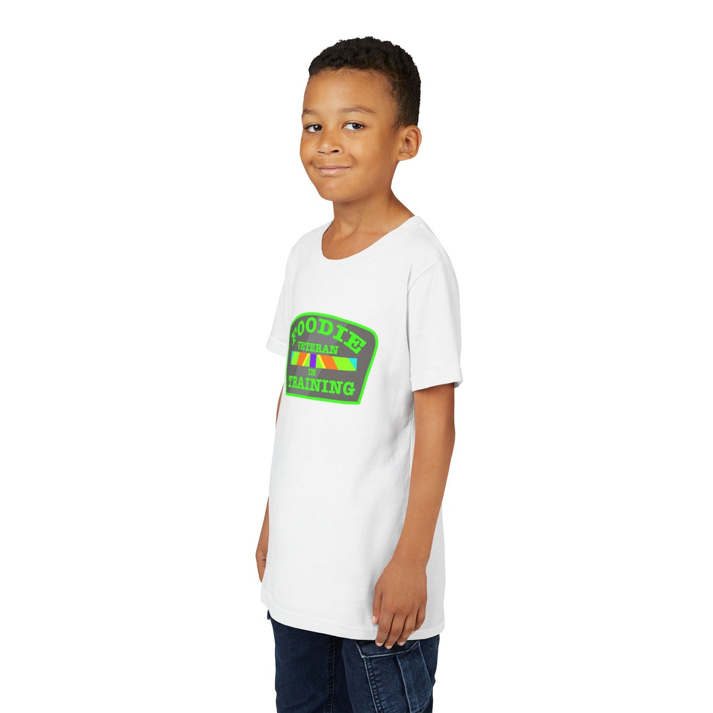 L.O.E.F Foodie Veteran In Training Kids Tee Shirt (Neon Green)