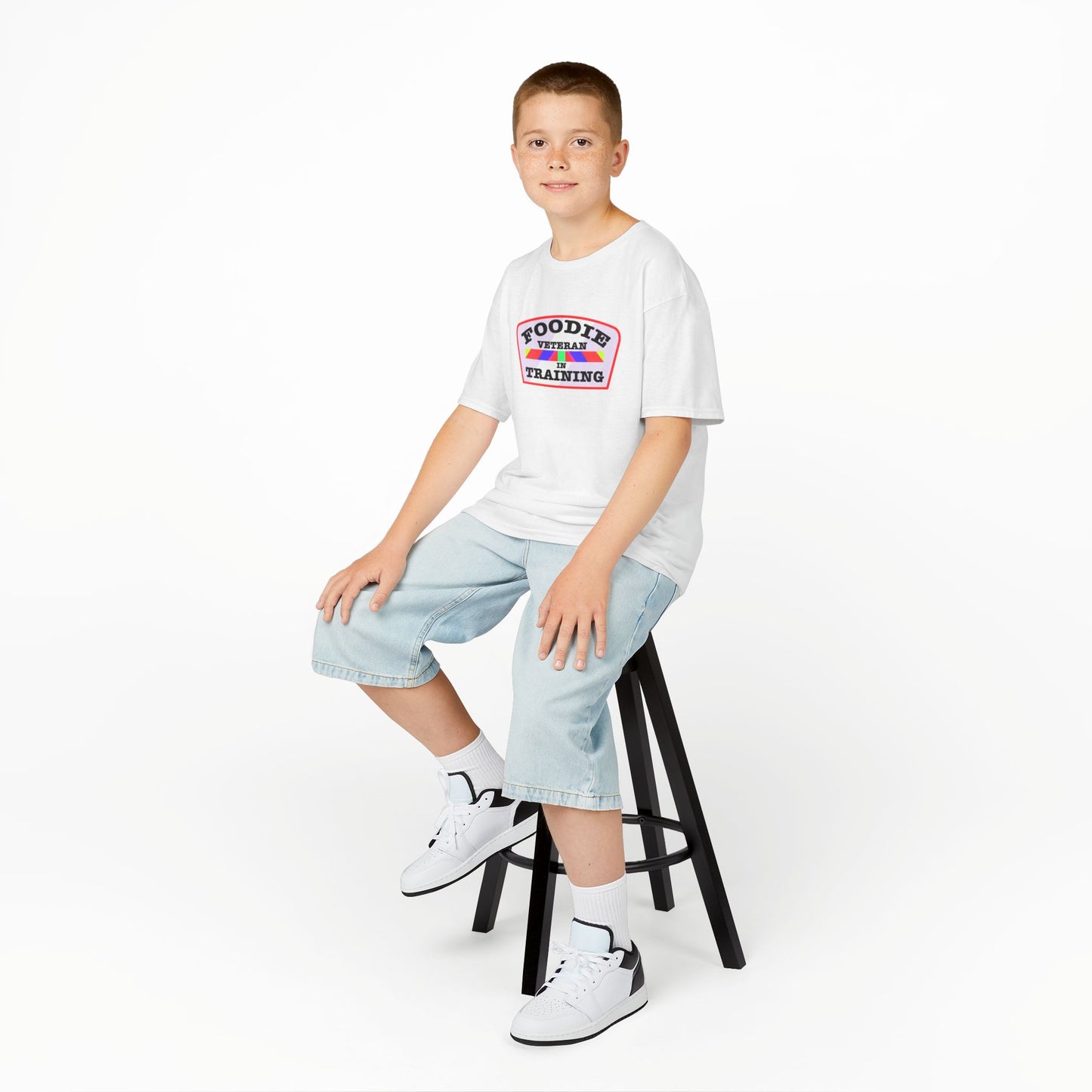 L.O.E.F Foodie Veteran In Training Kids Tee Shirt (Soft Pink)