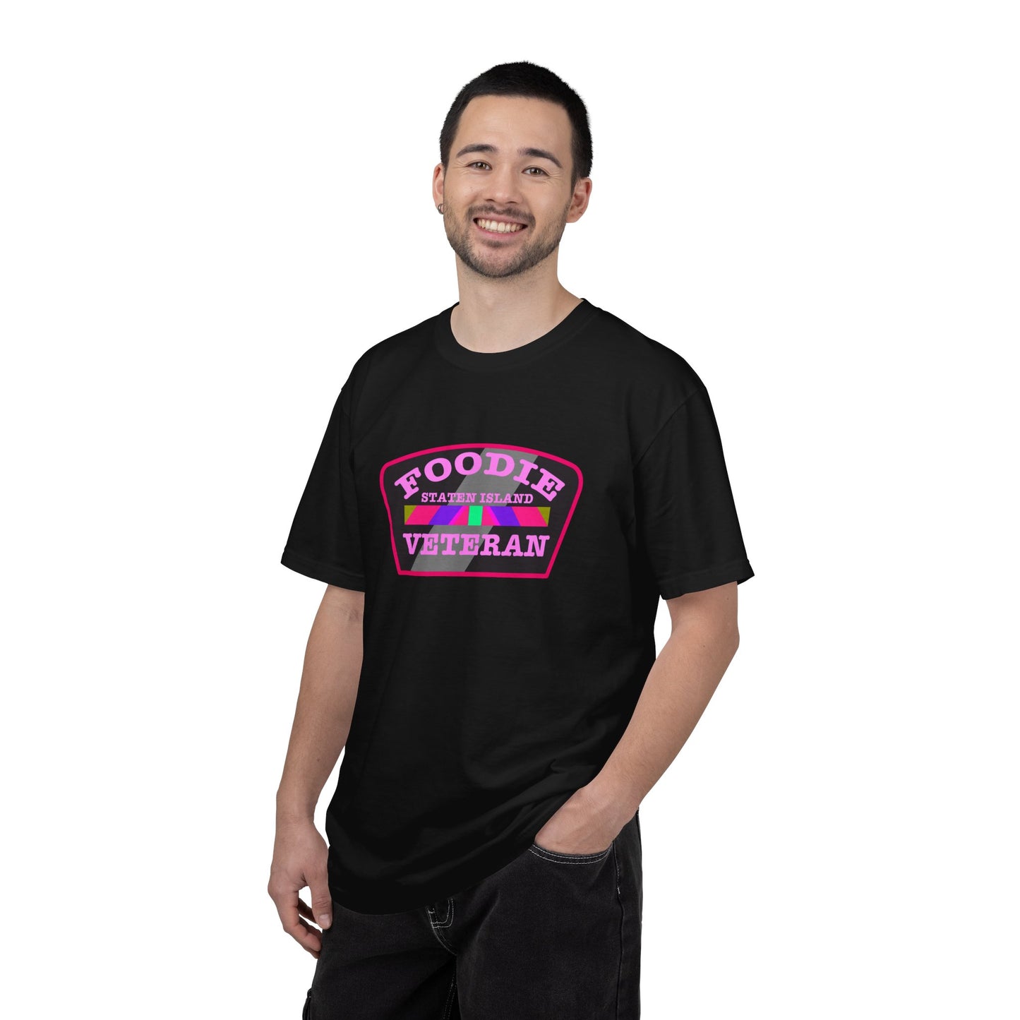 L.O.E.F Foodie Veteran STATEN ISLAND Unisex Tee Shirt (Pink)
