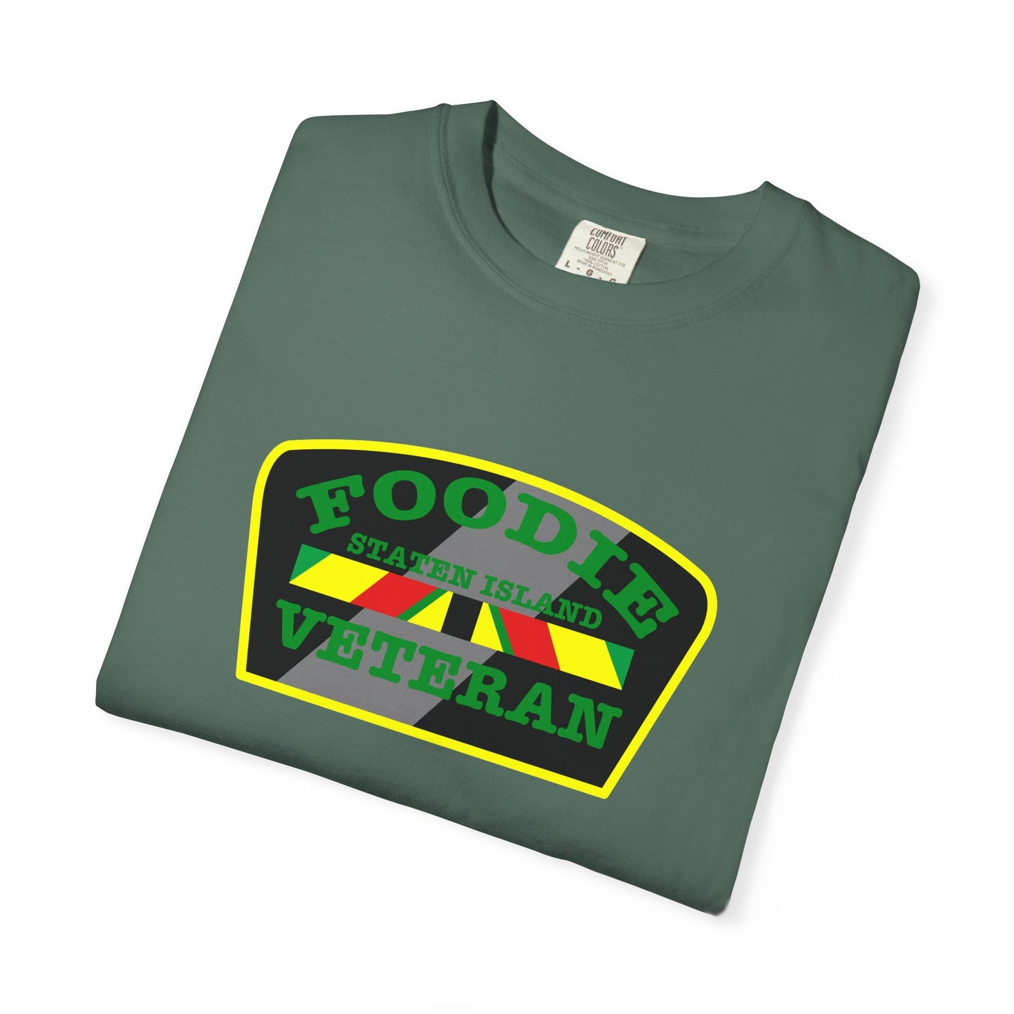 L.O.E.F Foodie Veteran STATEN ISLAND Unisex Tee Shirt (Green)