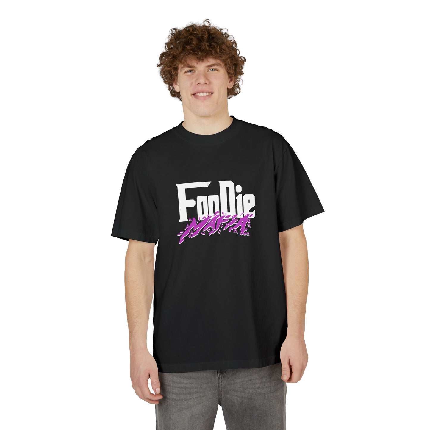 L.O.E.F White Foodie Mafia Unisex Tee shirt (Bright Purple)