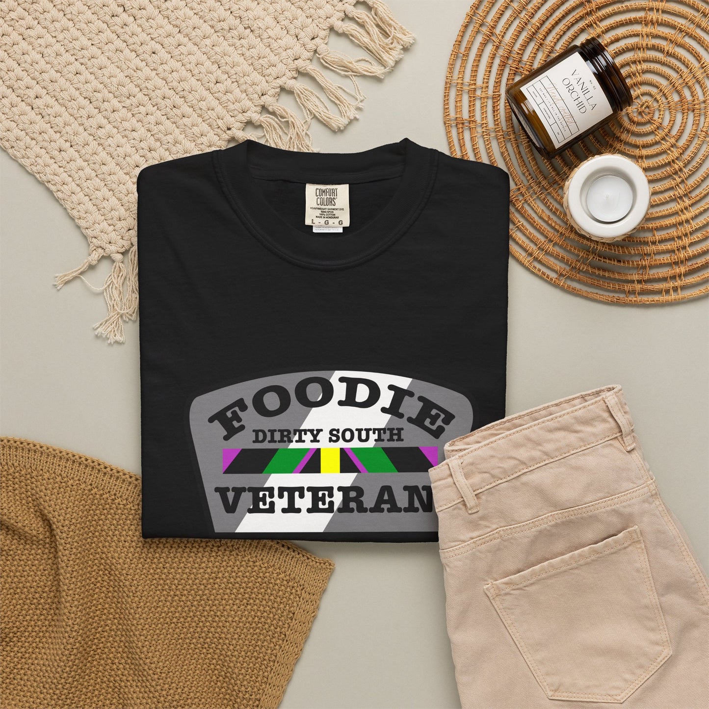 L.O.E.F Foodie Veteran DIRTY SOUTH Unisex Tee Shirt (Gray)
