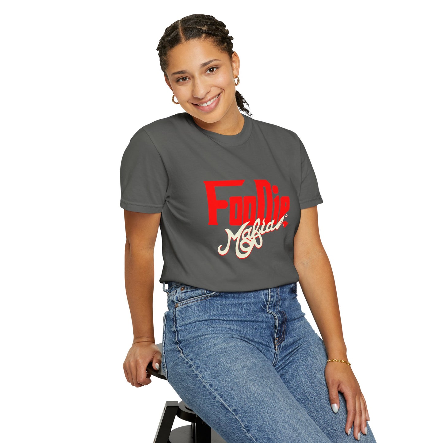 L.O.E.F Red Foodie Mafia Unisex Tee shirt (Beige)