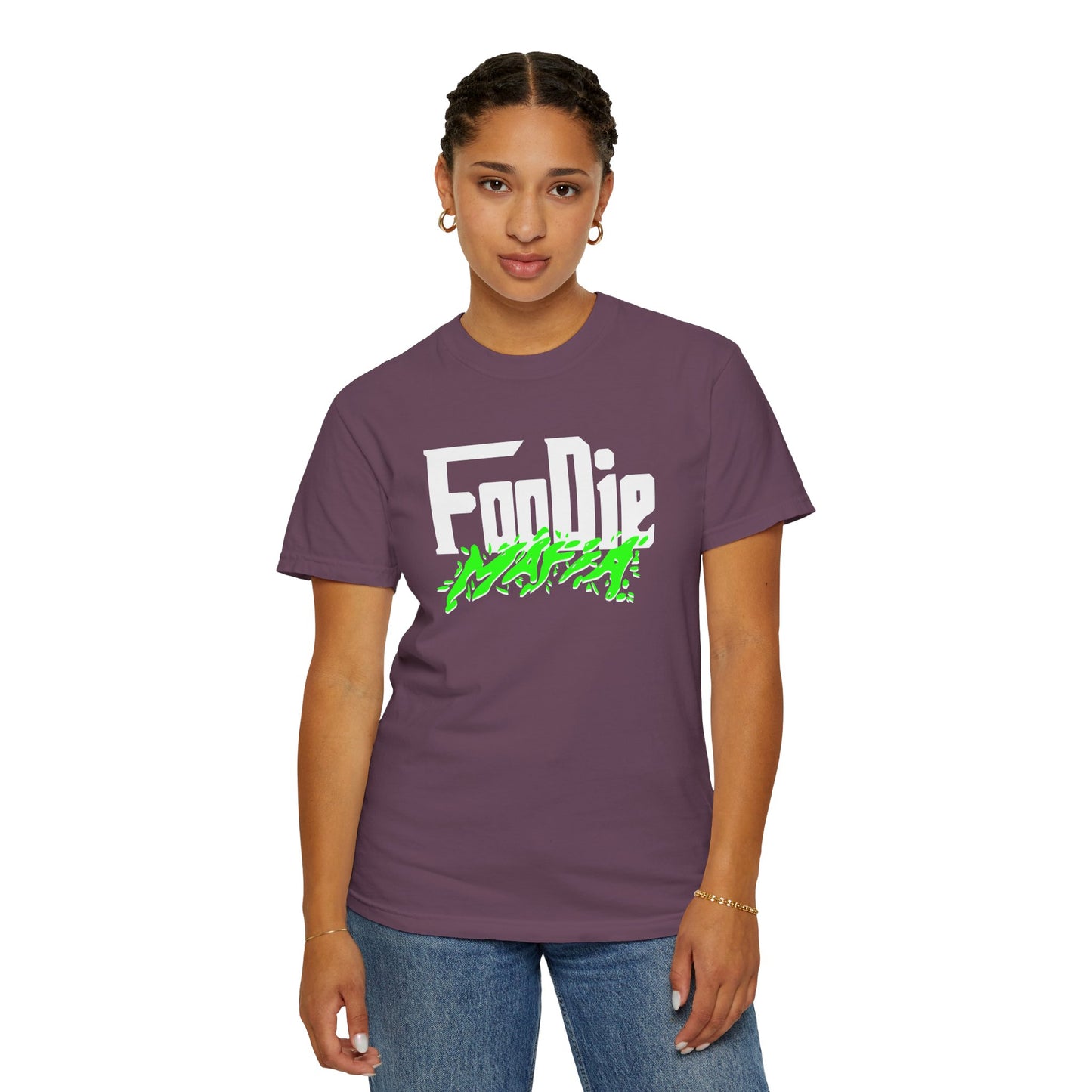 L.O.E.F White Foodie Mafia Unisex Tee Shirt (Neon Green)