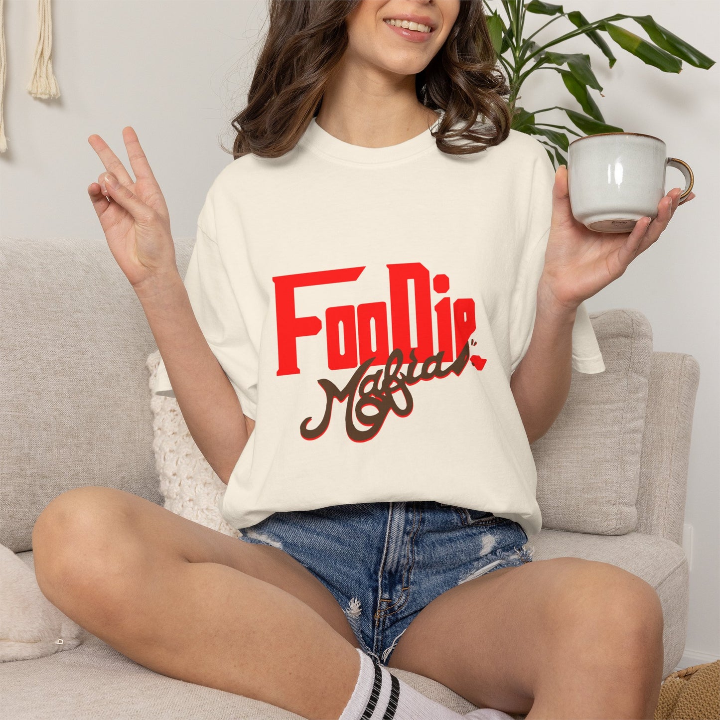 L.O.E.F Red Foodie Mafia Unisex Tee Shirt (Dark Brown)