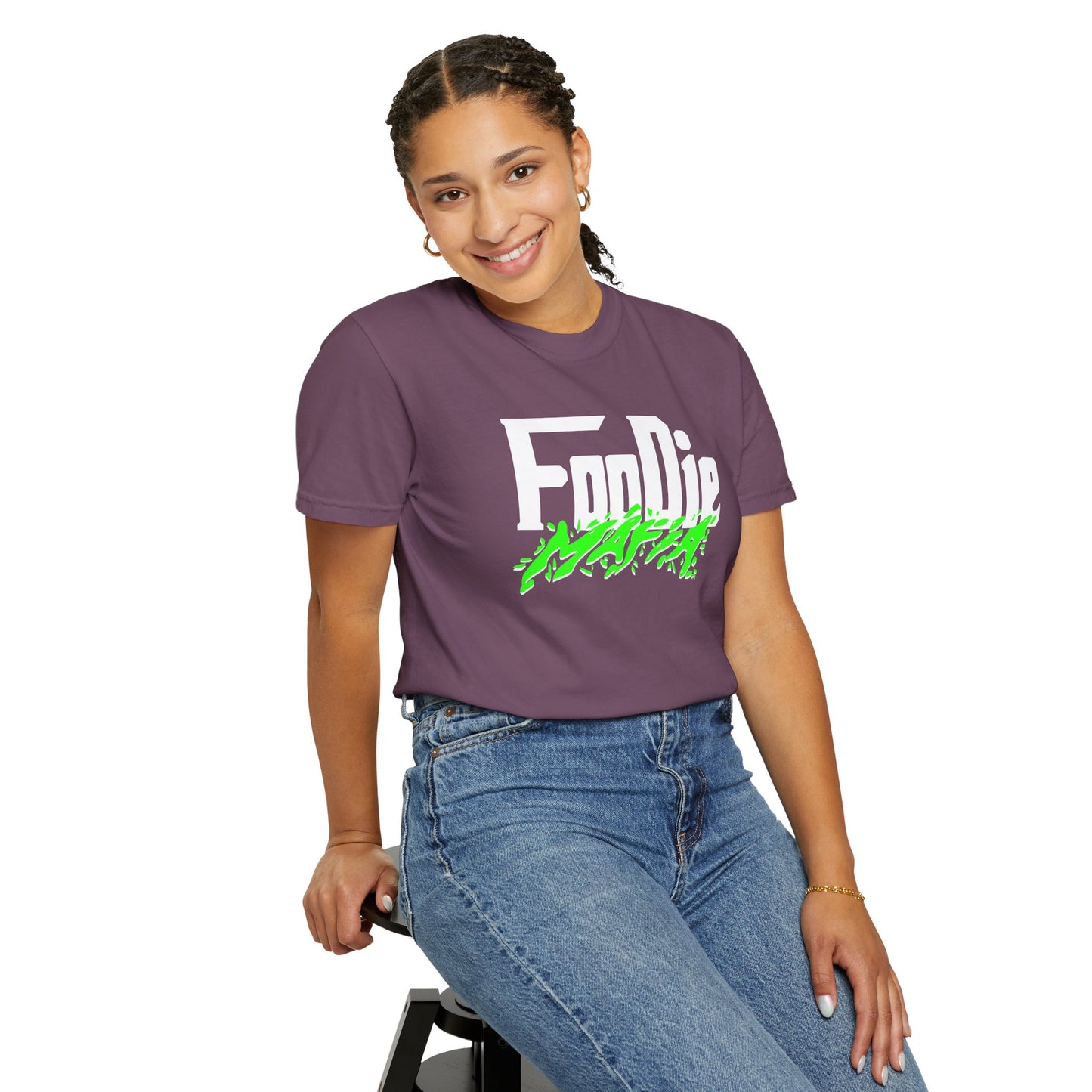 L.O.E.F White Foodie Mafia Unisex Tee Shirt (Neon Green)
