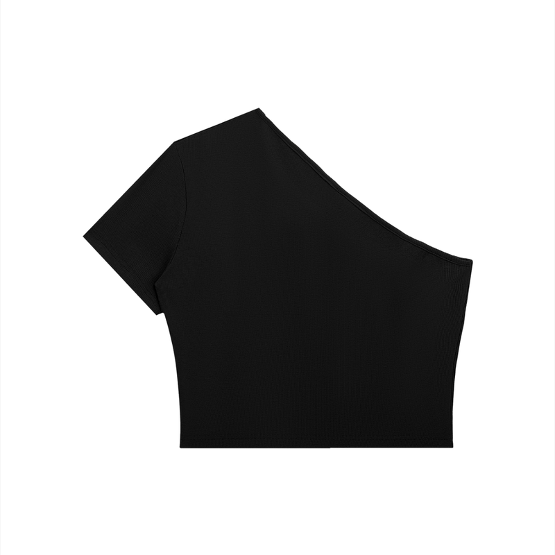 L.O.E.F. Life Oxtail Mafia Women's One-Shoulder Crop T-Shirt