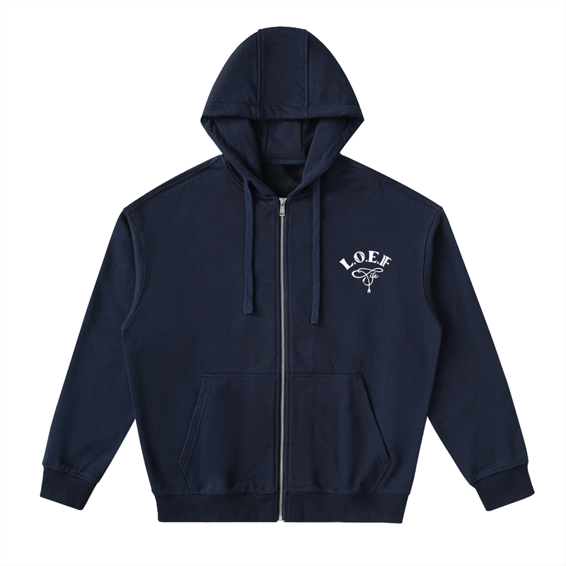 Drop-Shoulder Zip Up Hoodie