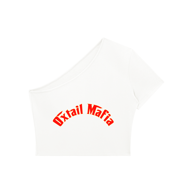 L.O.E.F. Life Oxtail Mafia Women's One-Shoulder Crop T-Shirt